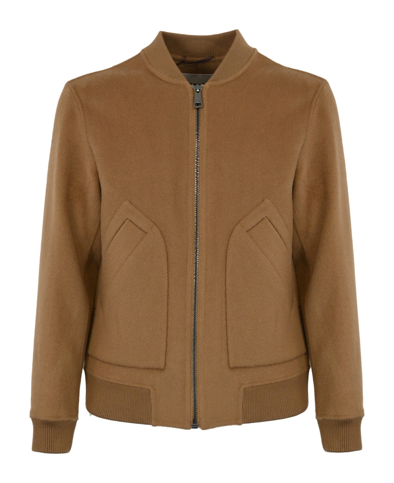 Amaranto Wool And Cashmere Bomber Jacket - Camel