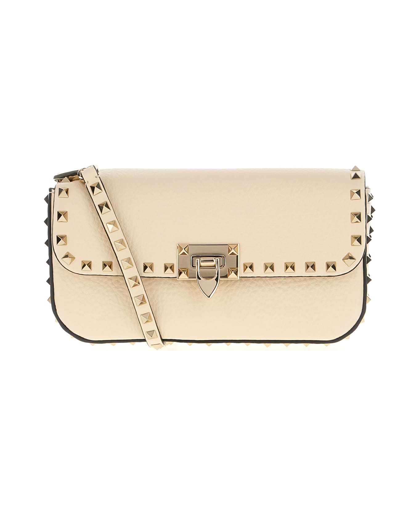 Valentino Garavani Sand Leather Rockstud Shoulder Bag - LIGHTIVORY ショルダーバッグ