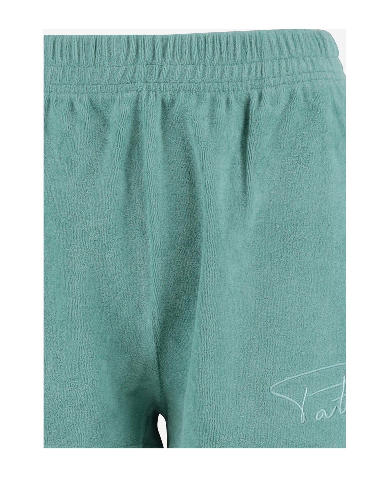 Patou Cotton Terry Short Pants With Logo - Green ショートパンツ