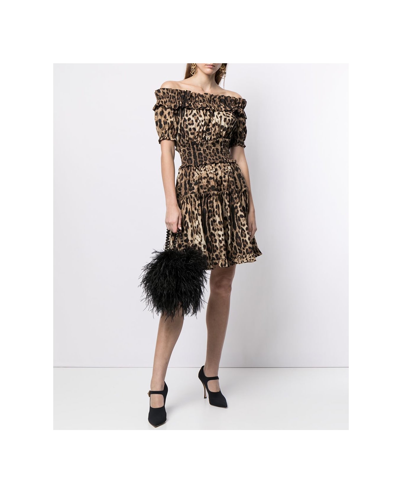 Dolce & Gabbana Leopard Print Short Dress - Brown