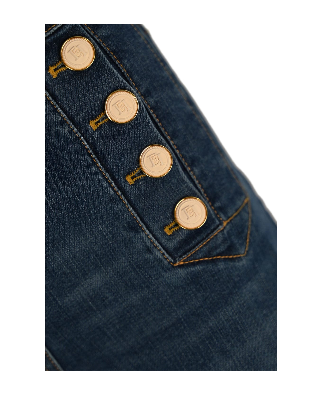 Elisabetta Franchi Palazzo Jeans With Button Placket - Blue
