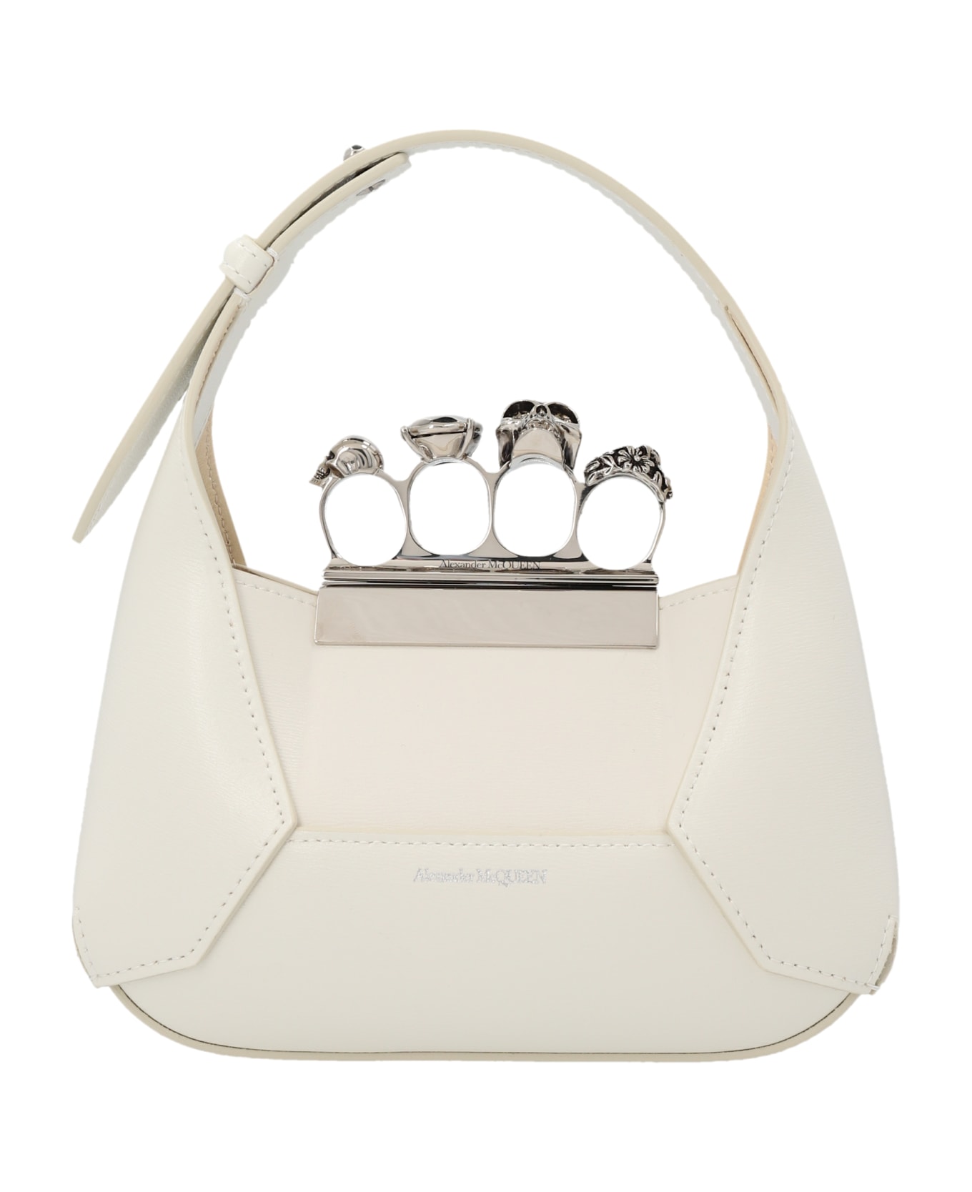 Alexander McQueen Jewelled Hobo Mini Handbag - Bianco