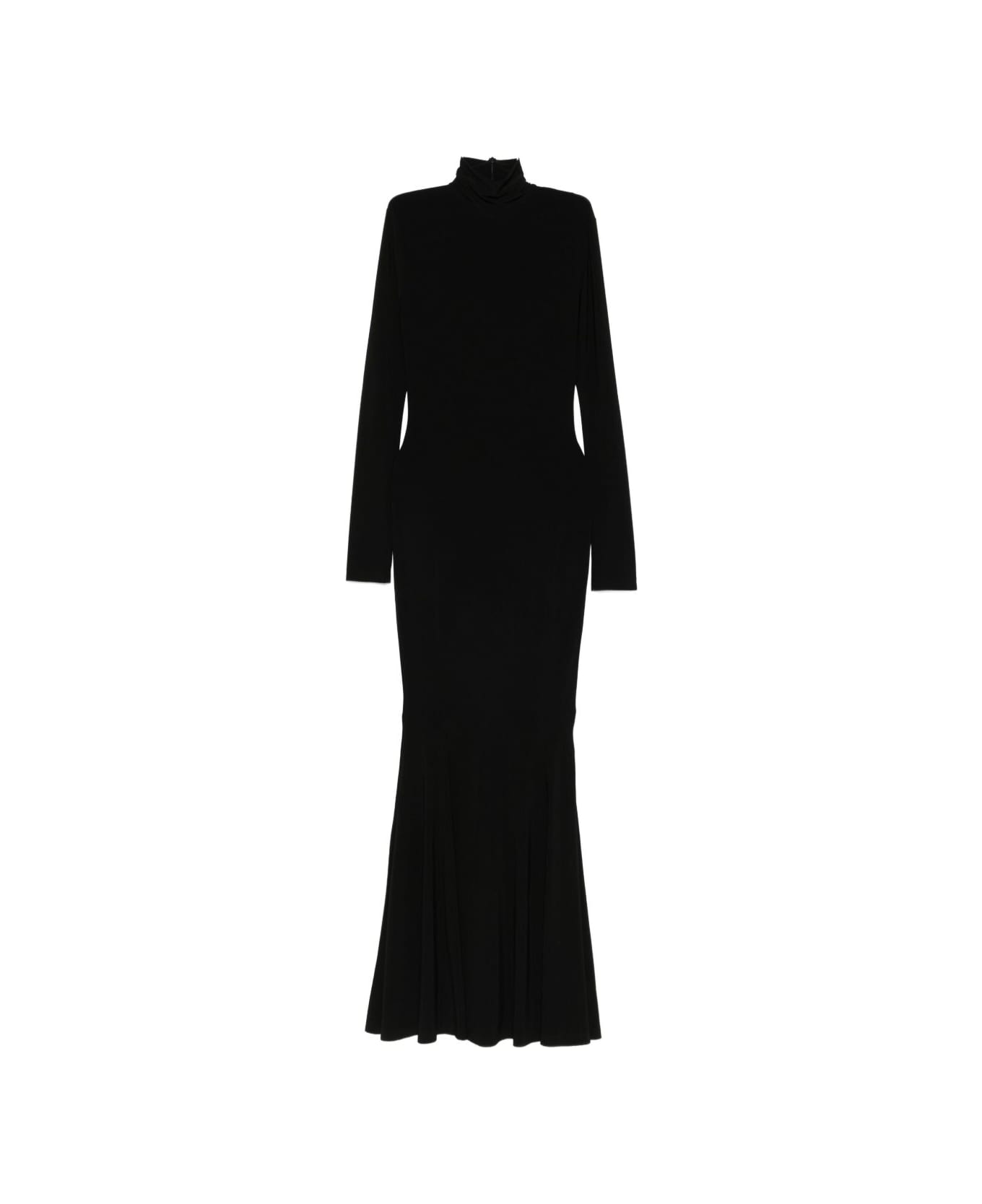 Norma Kamali Long-sleeve Roll-neck Dress - Black