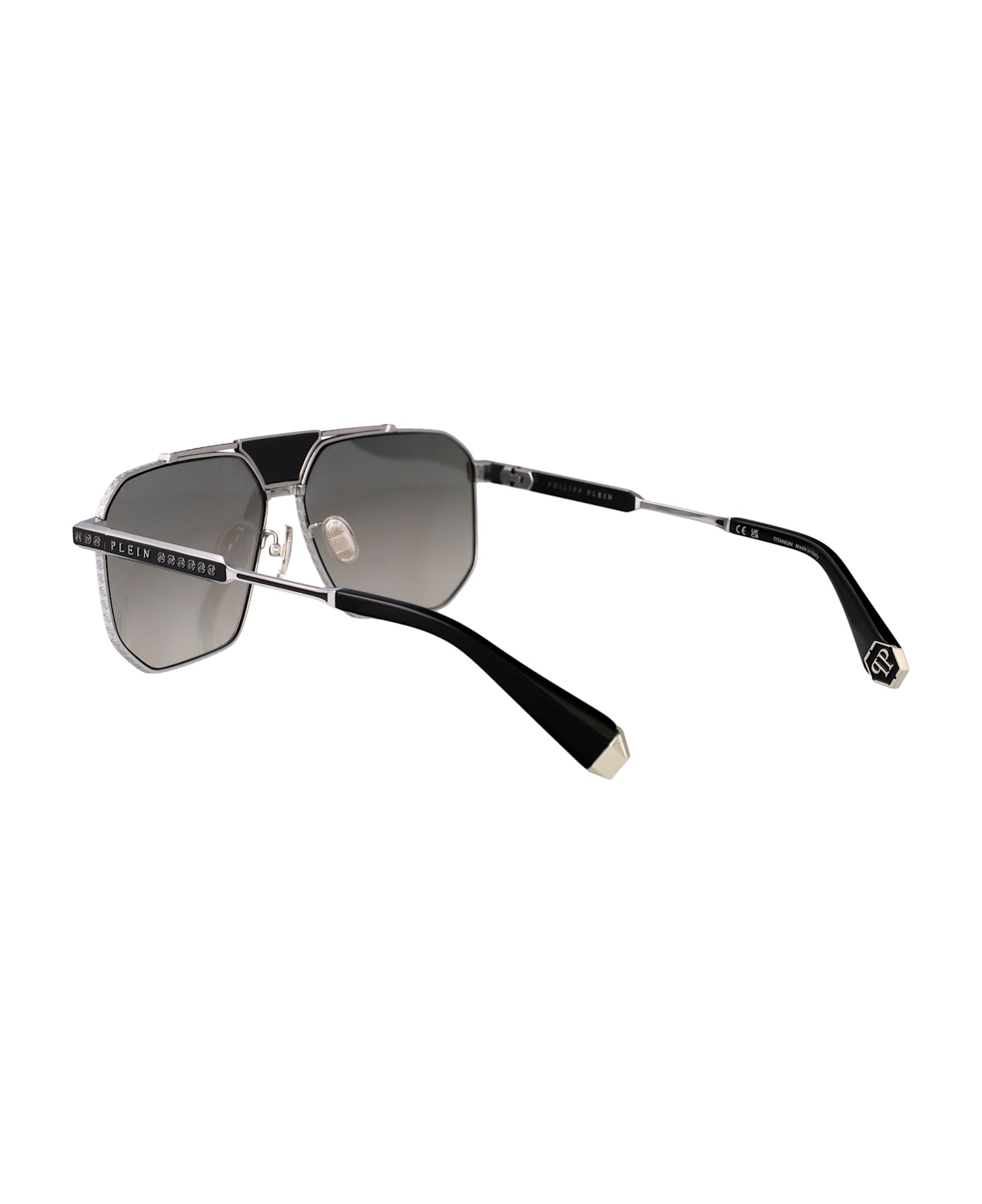 Philipp Plein Legacy Sunglasses - PALLADIO LUCIDO C/PARTI NERO SEMILUCIDO