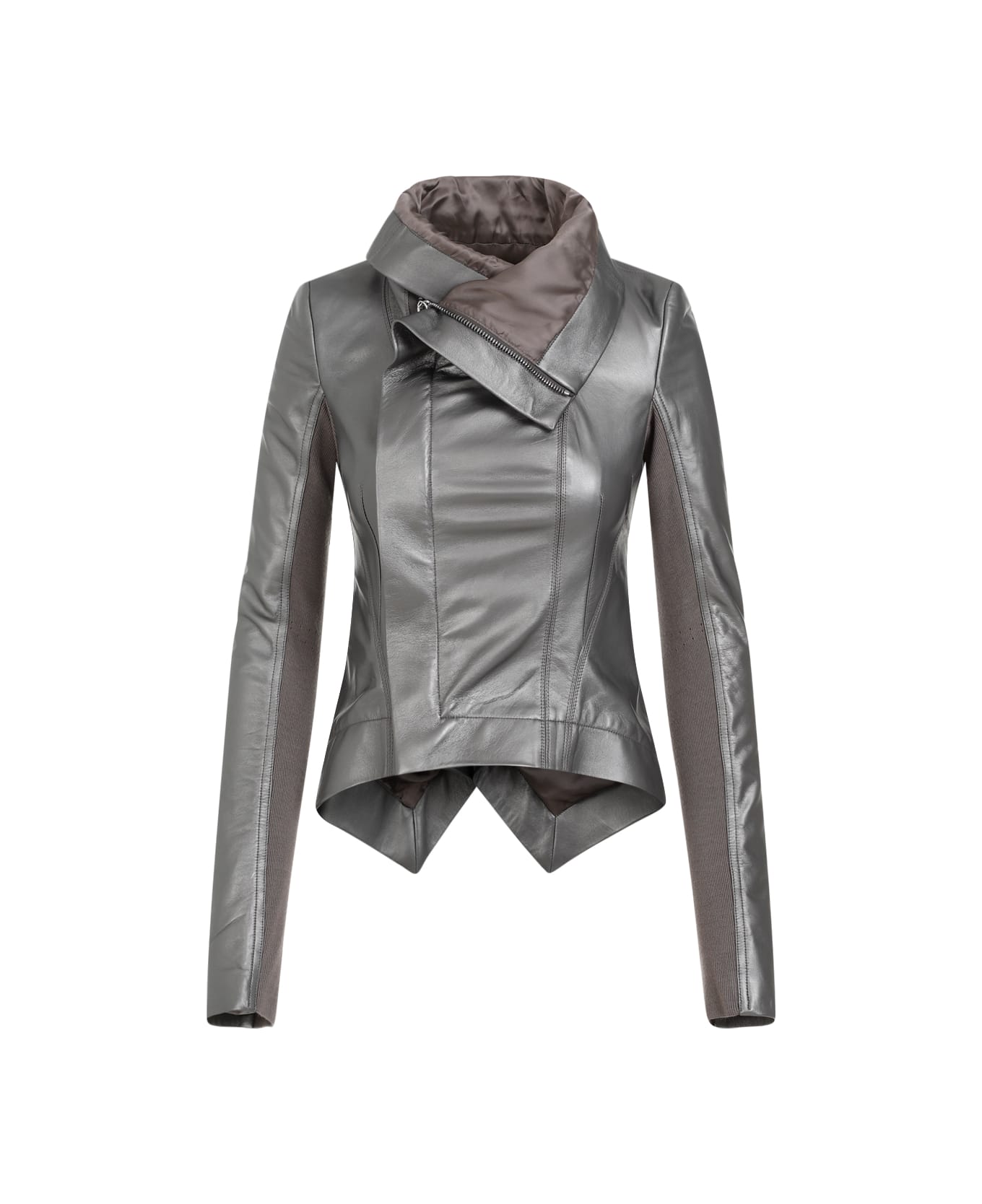 Rick Owens Naska Metallic Biker Jacket - Gun Metal