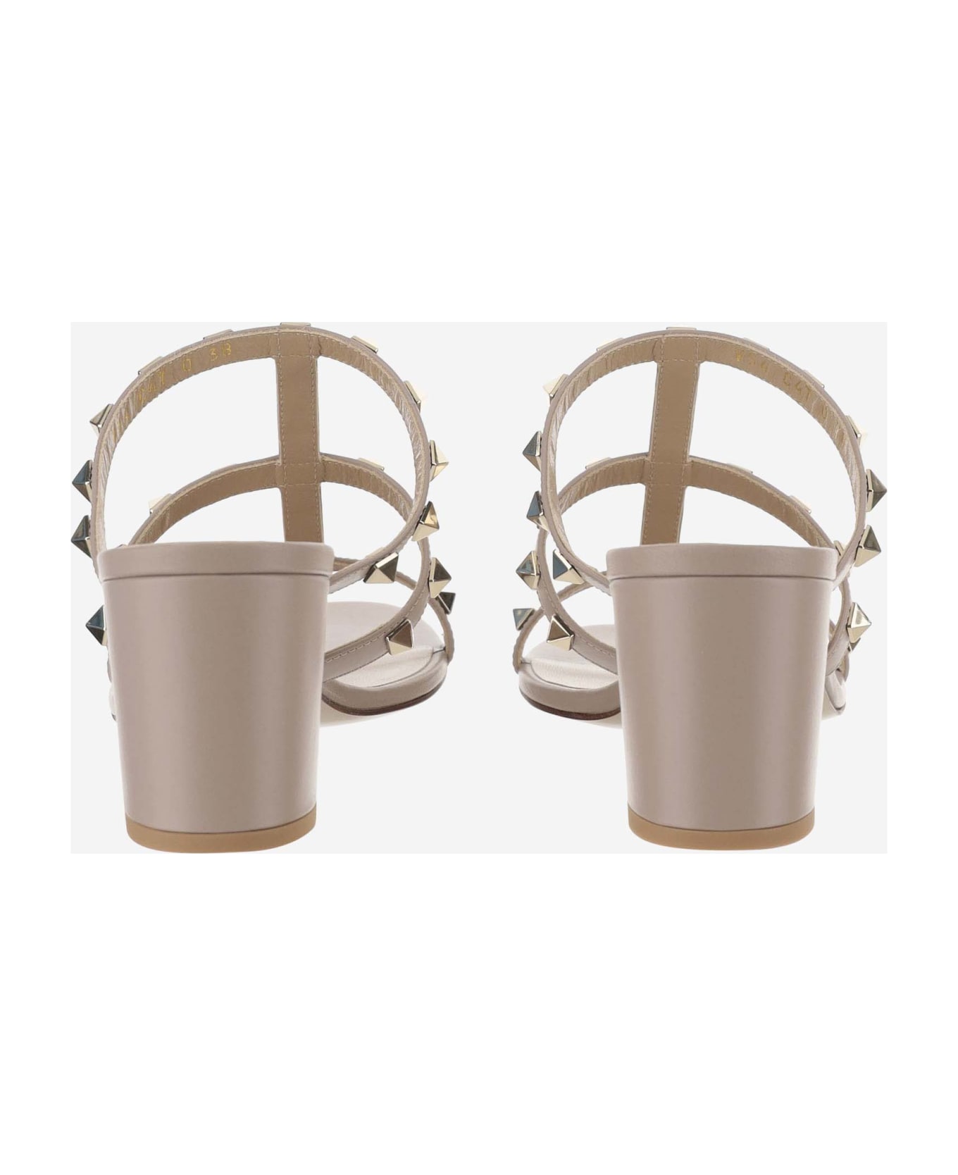 Valentino Garavani 60mm Calfskin Rockstud Slider Sandal - Powder