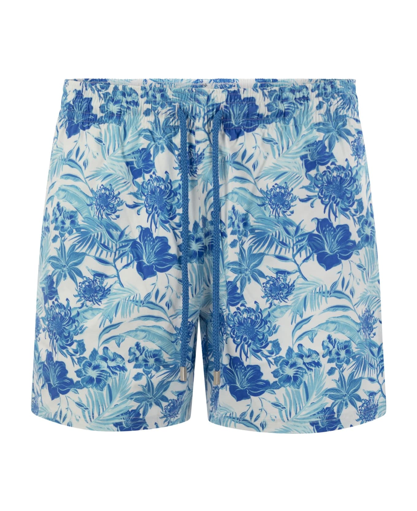 Vilebrequin Tahiti Flowers Beach Shorts - White/light Blue