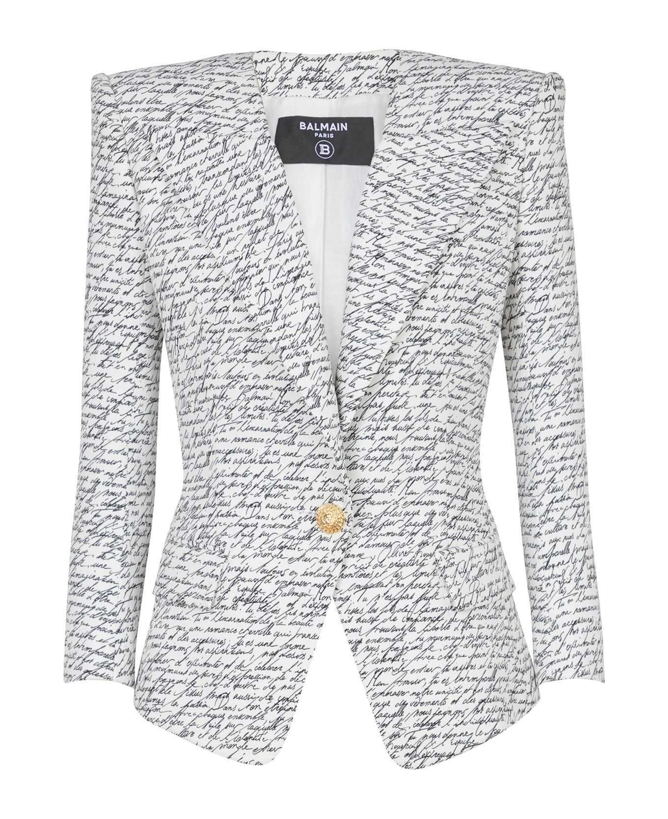 Balmain 1 Btn Love Letter Print Tailored Jacket - Gab White Black