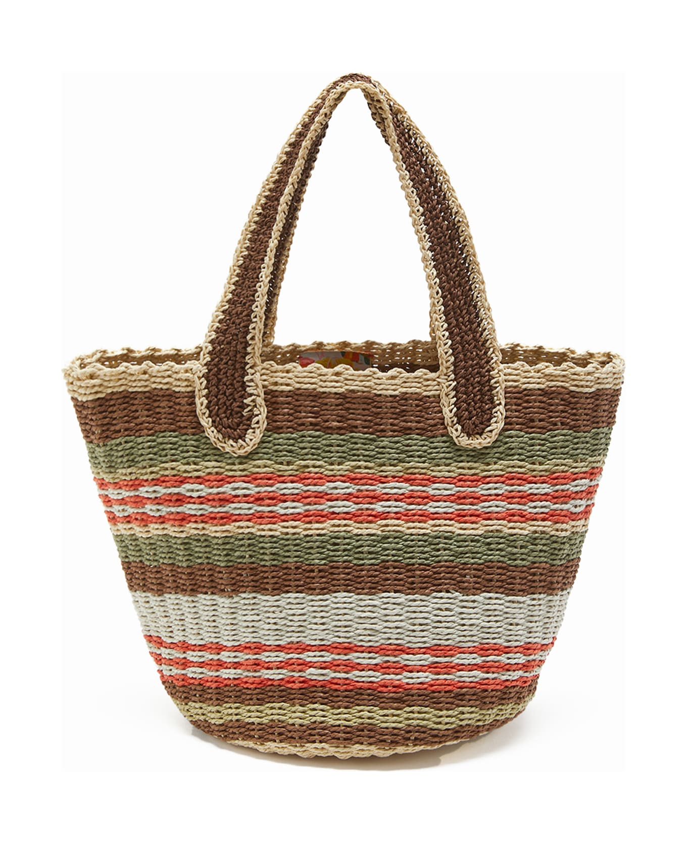 Malìparmi Shopping Bag In Hand-woven Multicolored Raffia - MARRONE/BEIGE/ARANCIO