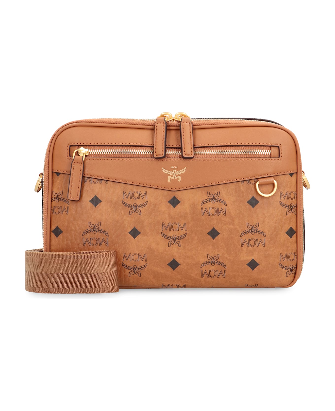 MCM Diamond Canvas Camera Bag - brown