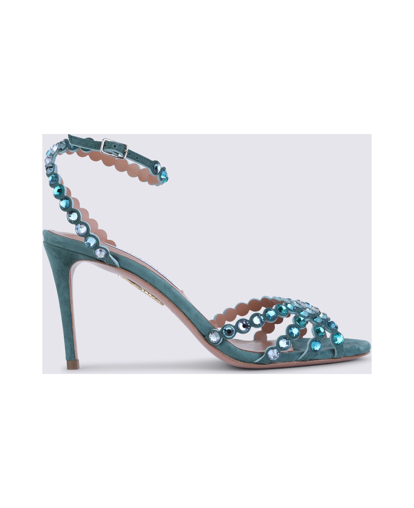 Aquazzura Turquoise Leather Tequila Sandals 85 - LIGHT TEAL