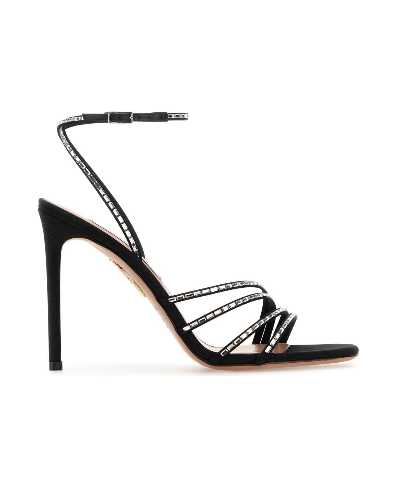 Aquazzura Embellished Fabric Mistica Sandals - BLACK