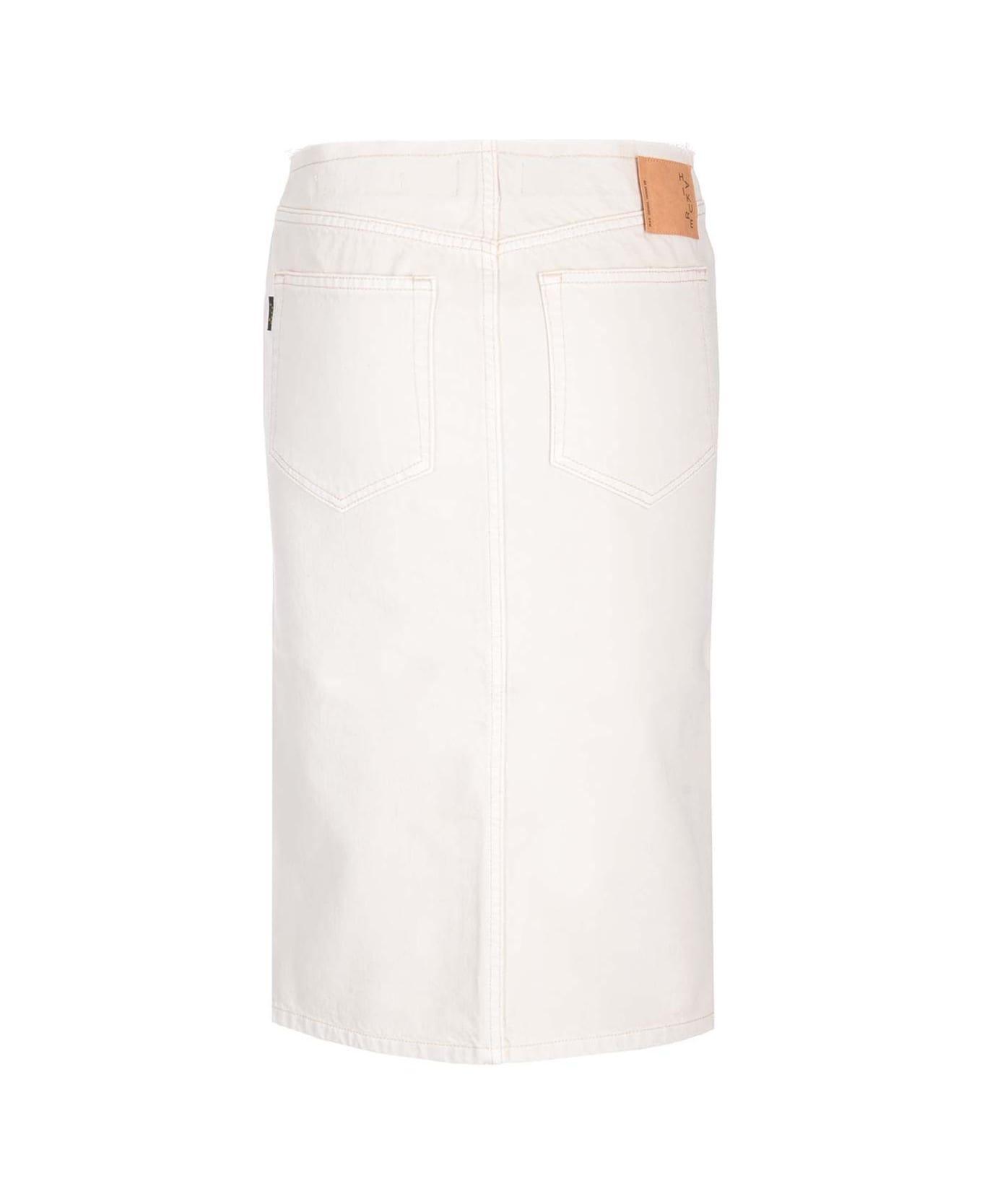 Haikure Midi Denim Skirt - Beige