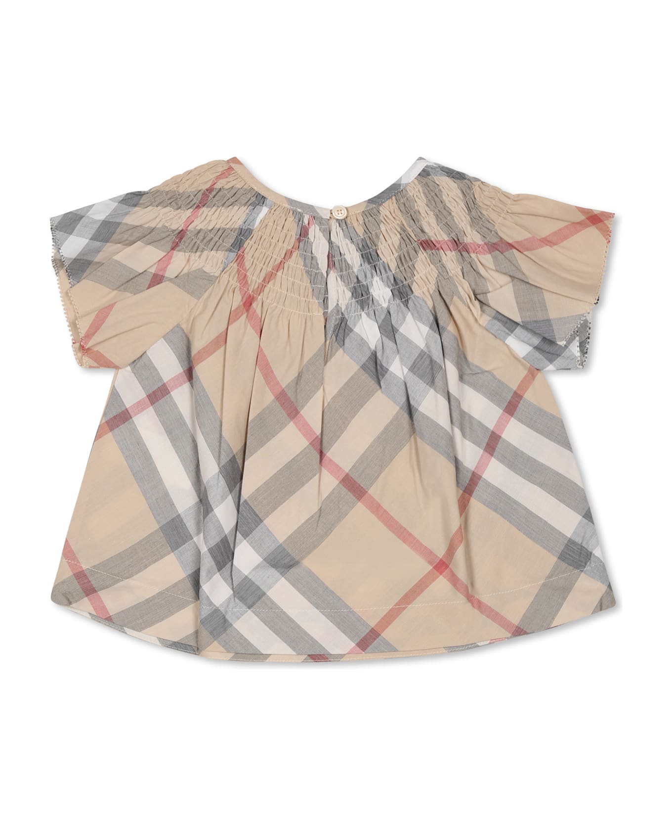 Burberry Beige Top For Baby Girl With Vintage Check - Beige