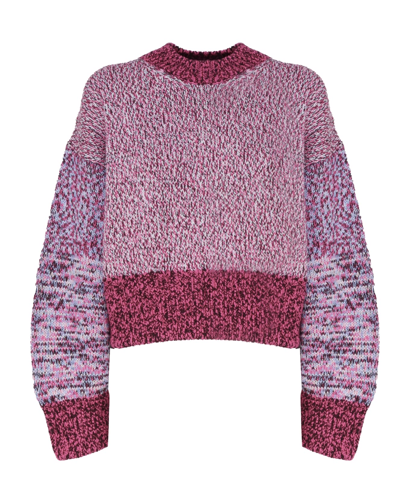 Loewe Cropped Over Sweater In Wool - PURPLE