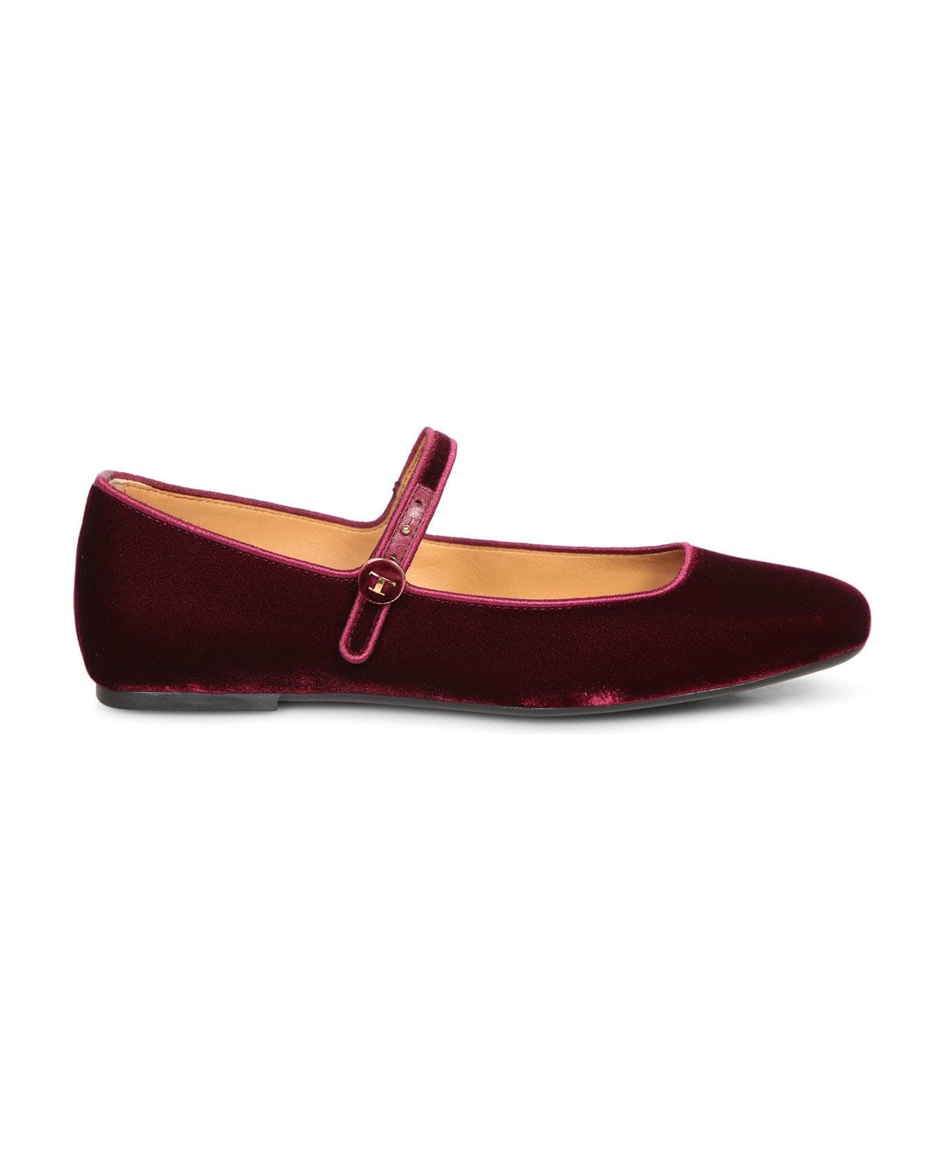 Tod's Almond-toe Velvet Ballet Flats - Bordeaux