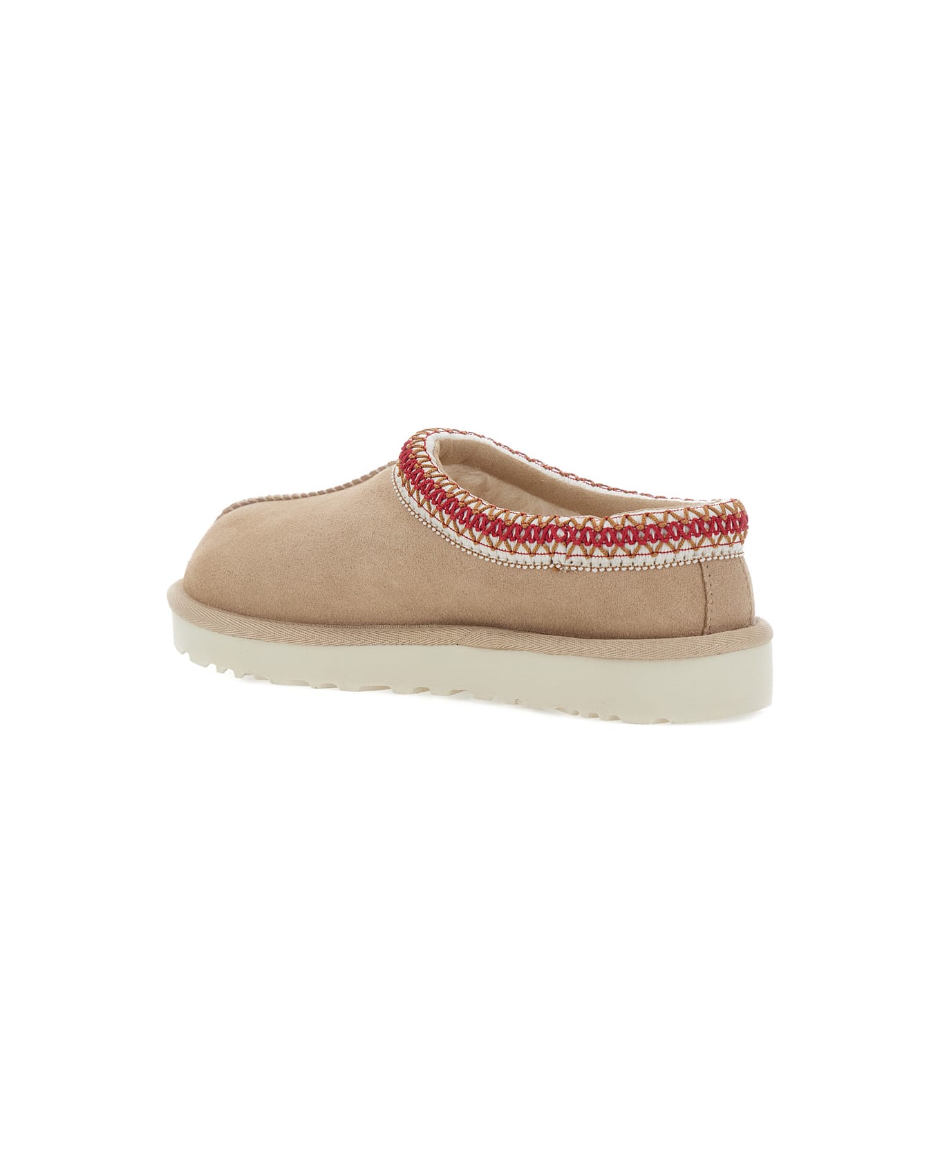 UGG 'tasman Ii' Beige Mules With Round Toe And Embroidered Detail In Leather Woman - Beige