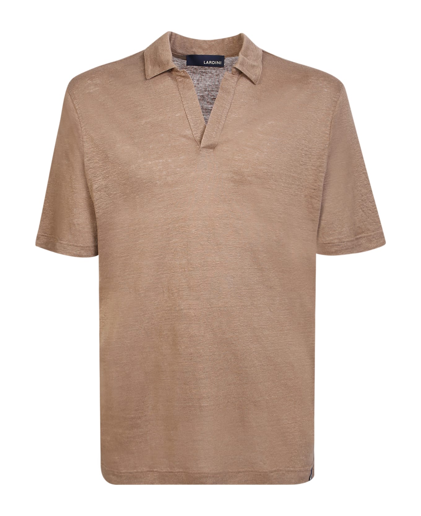 Lardini Linen Polo Light Brown Shirt - Brown