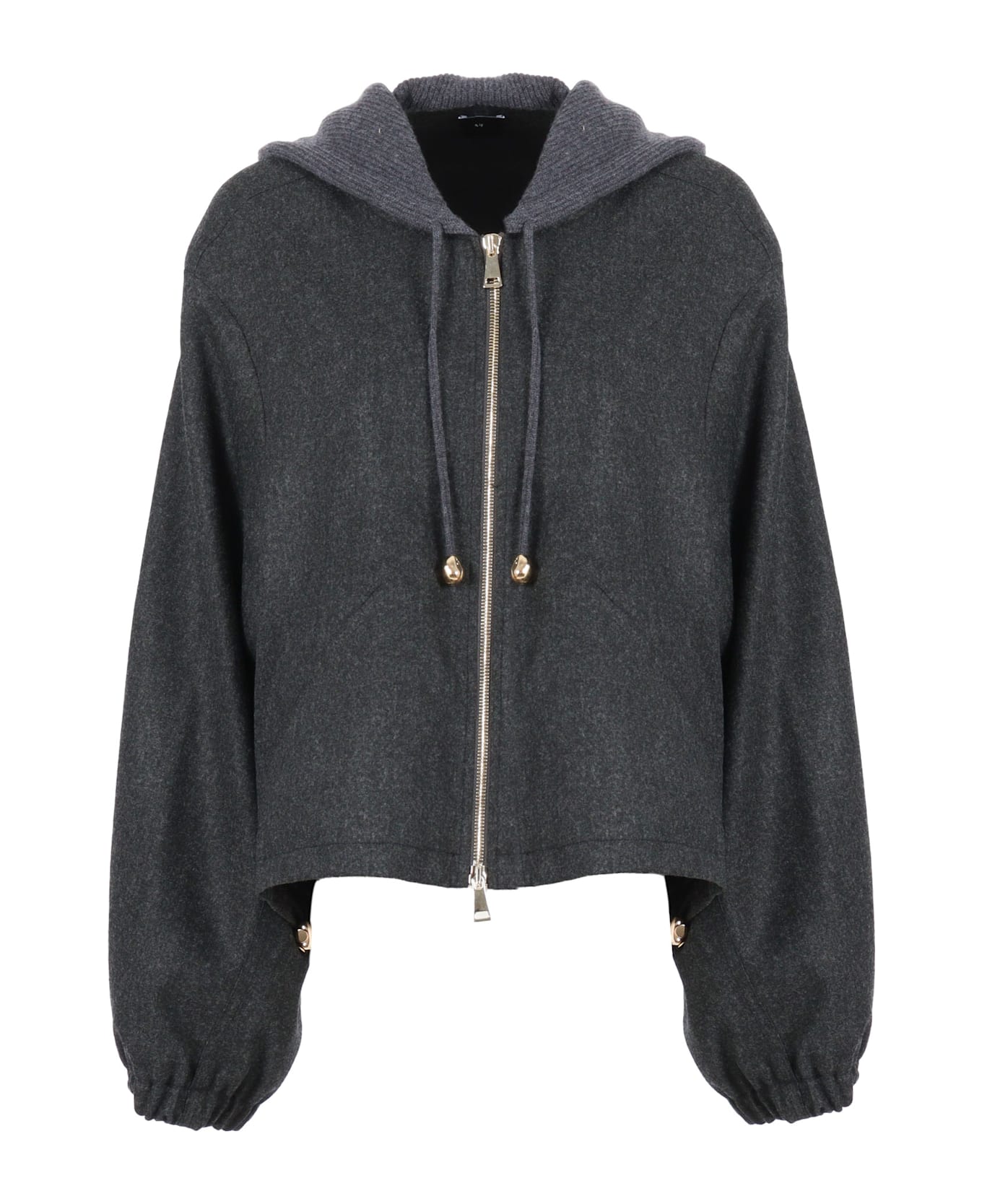 Fabiana Filippi Flannel Wide Bomber With Pepita Detail - GREY