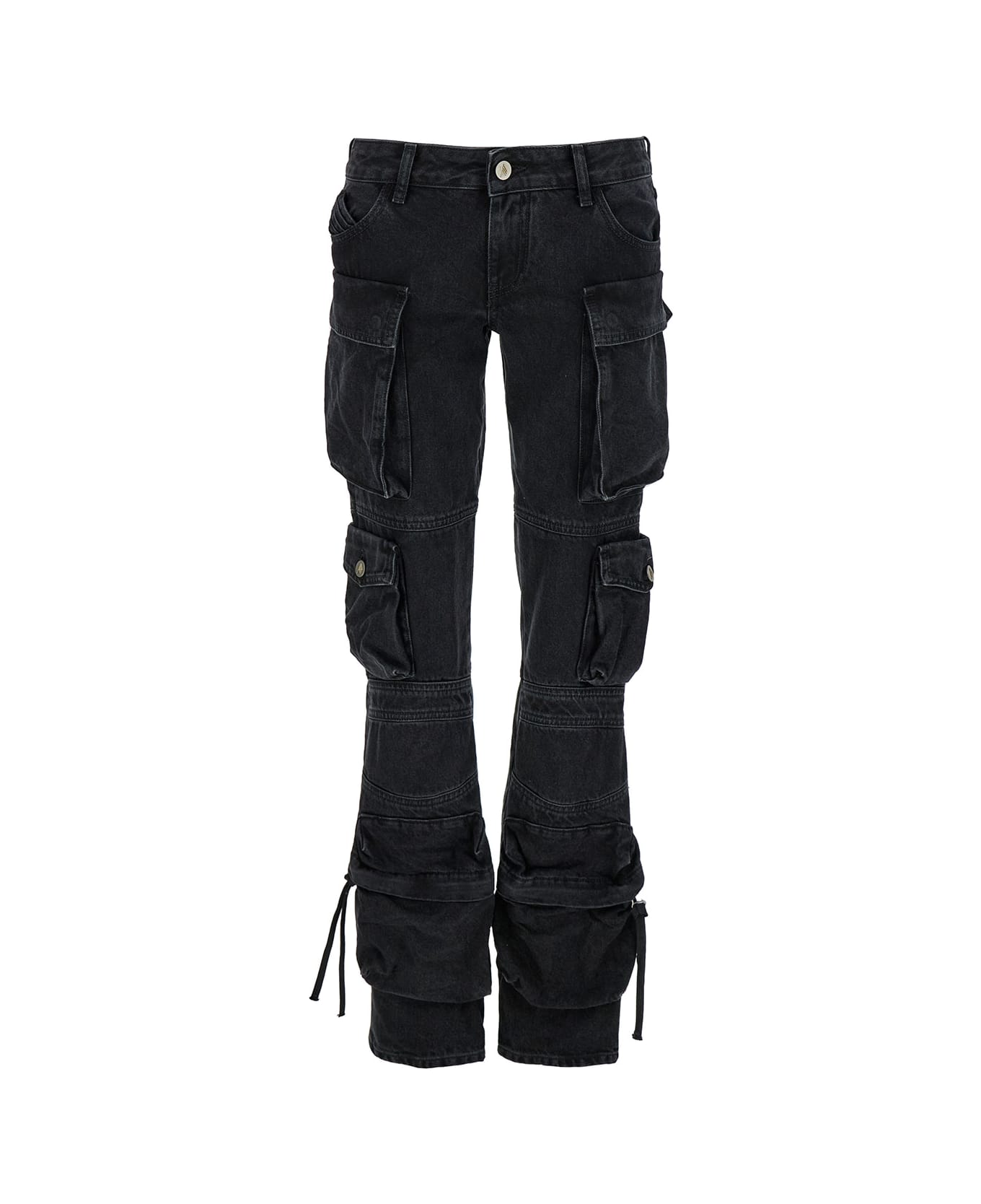 The Attico 'essie' Black Fitted Jeans With Cargo Pockets In Denim Woman - Black