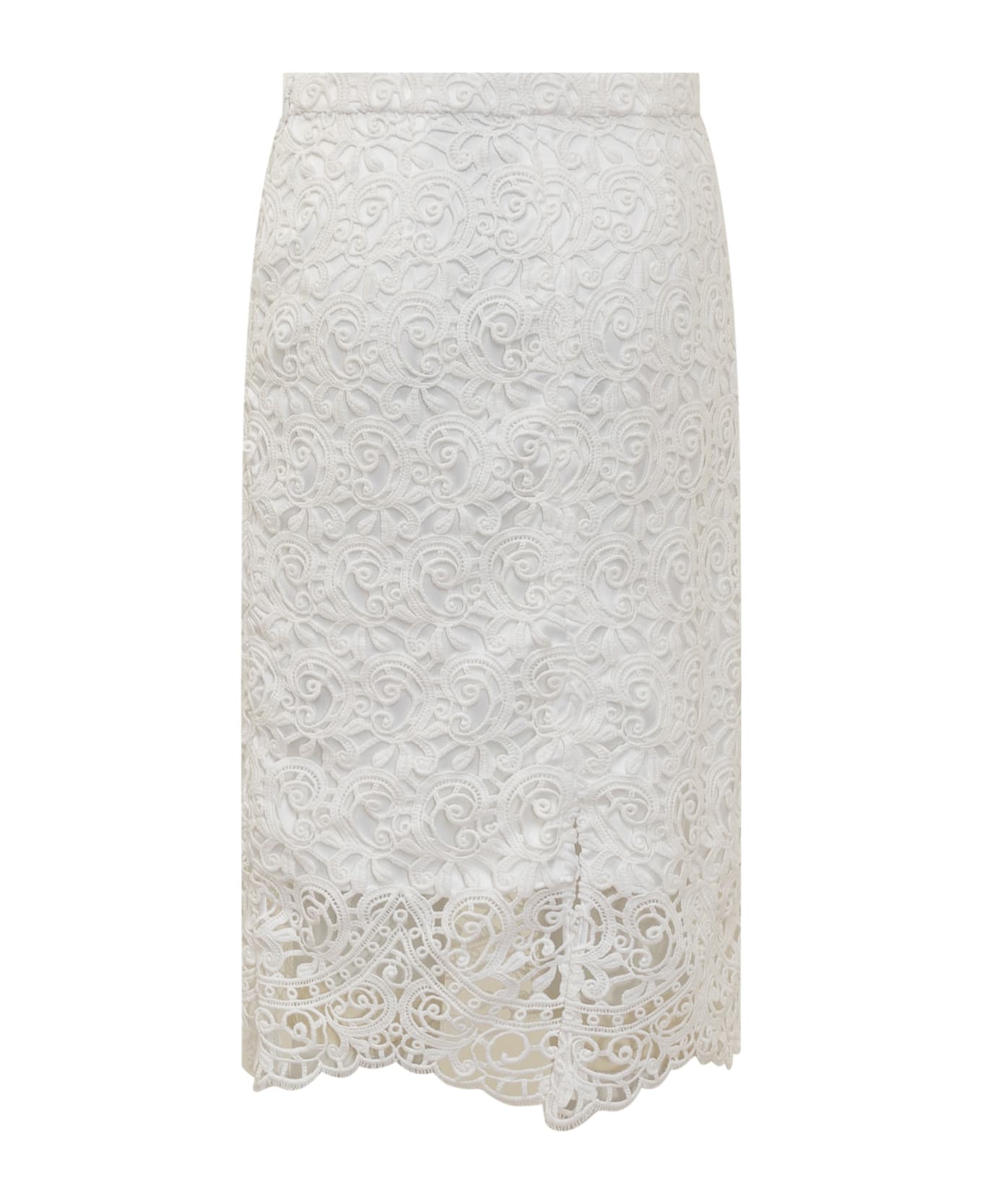 Burberry Macramé Lace Pencil Skirt - OPTIC WHITE