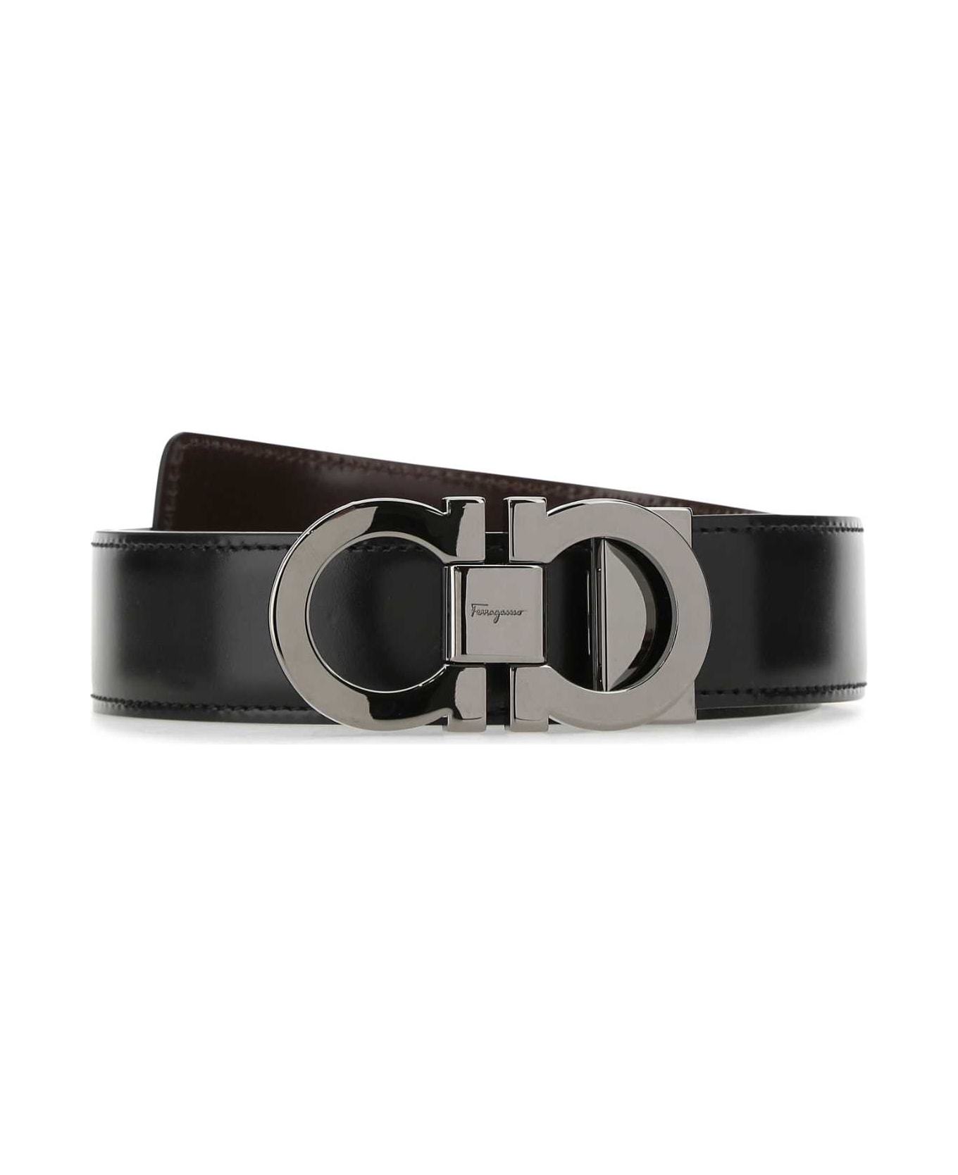 Ferragamo Black Leather Reversibile Belt - NERAUB