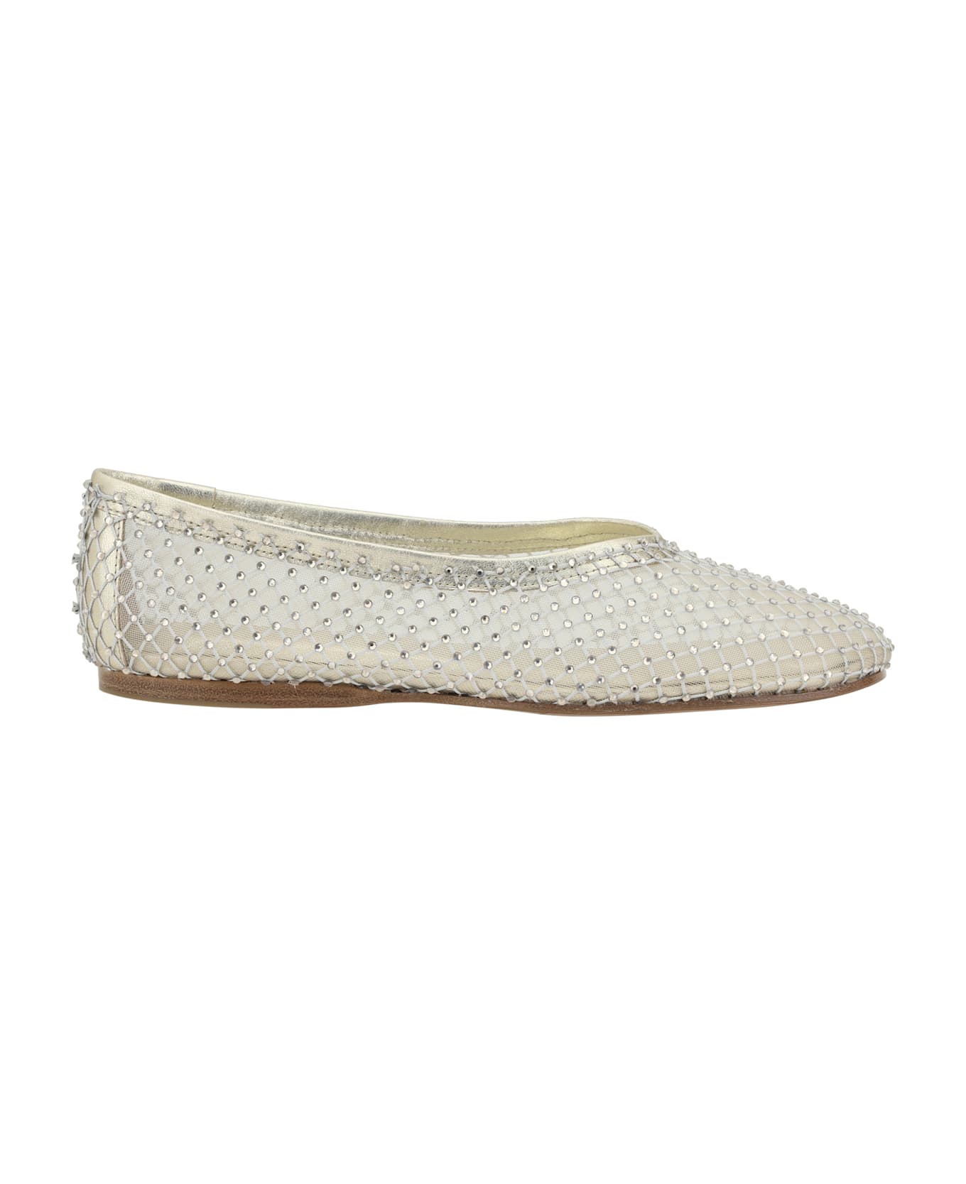 Forte_Forte Mesh Ballerina With Rhinestones - Stone