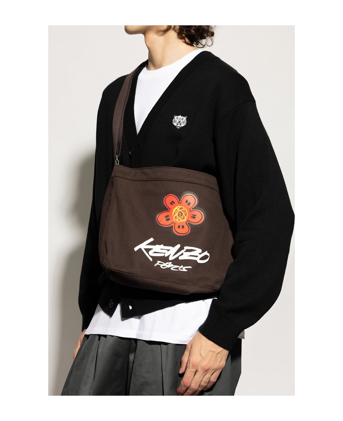 Kenzo Shoulder Bag With Print - Brown