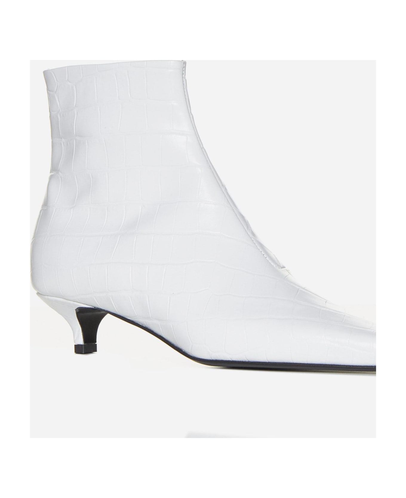 Totême The Croco Slim Leather Ankle Boots - WHITE