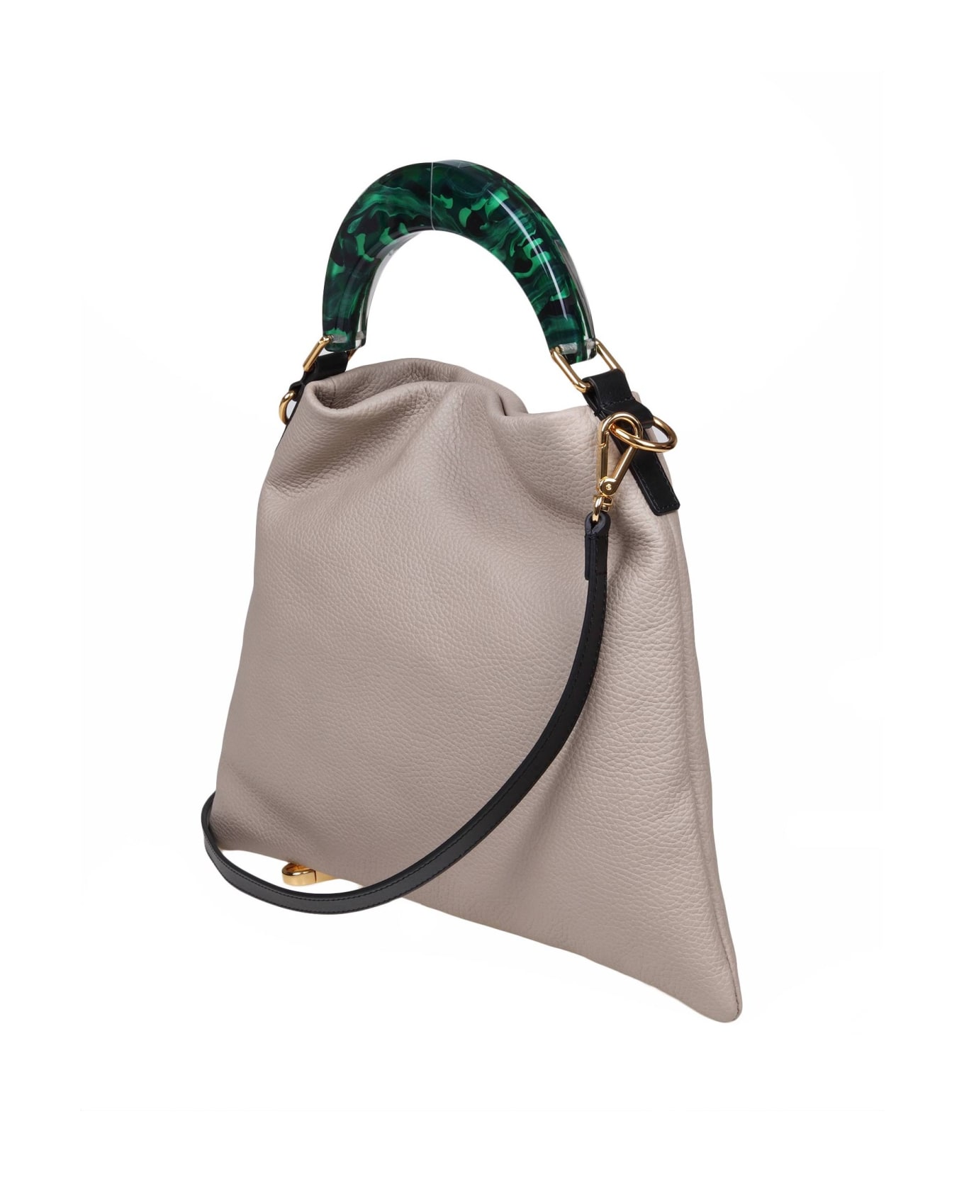 Marni Small 'patent Leather' Hobo Bag - Camel