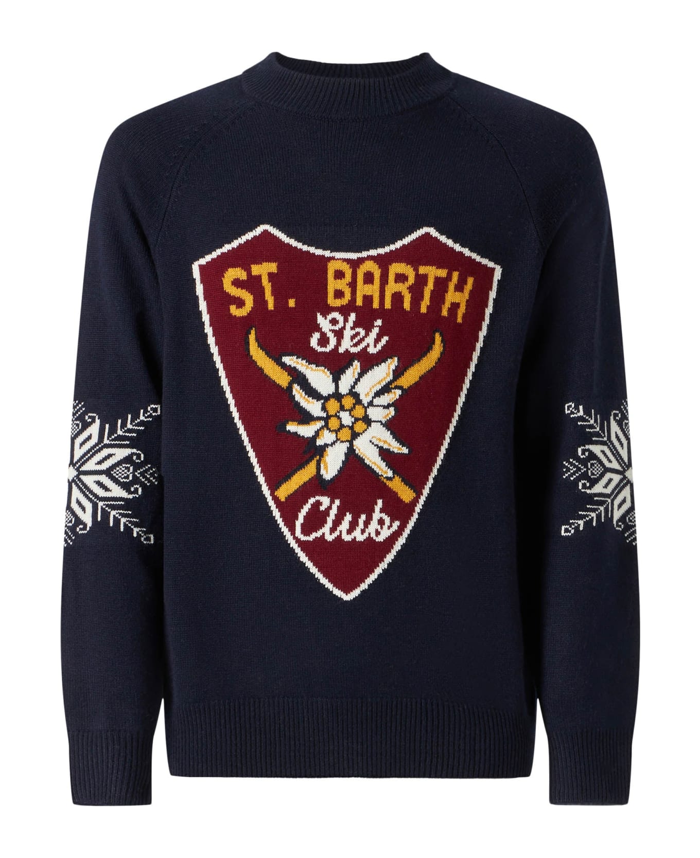 MC2 Saint Barth Half-turtleneck Sweater Davos With Alpine Jacquard - BLUE