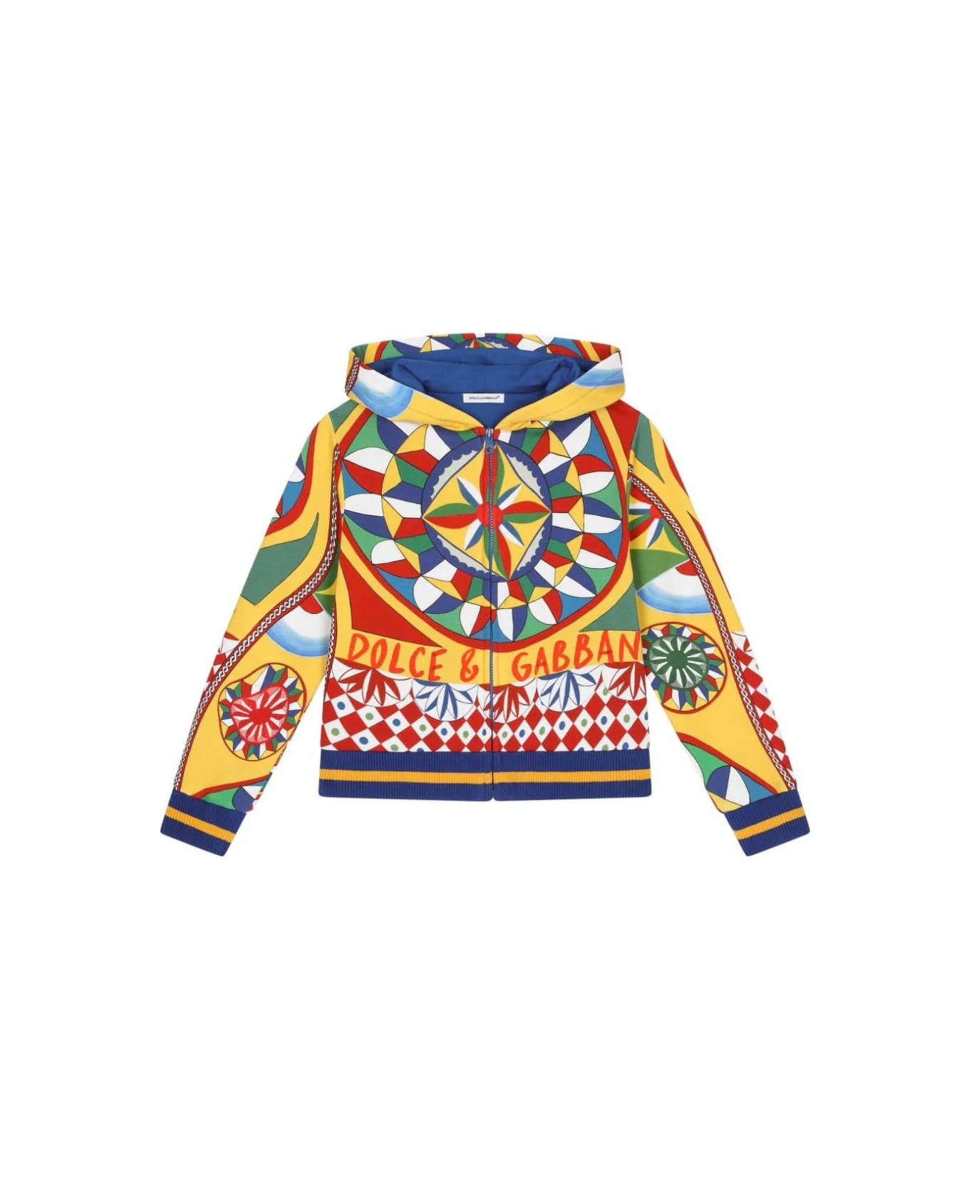 Dolce & Gabbana Zipped Hoodie With Cart Print - Multicolour
