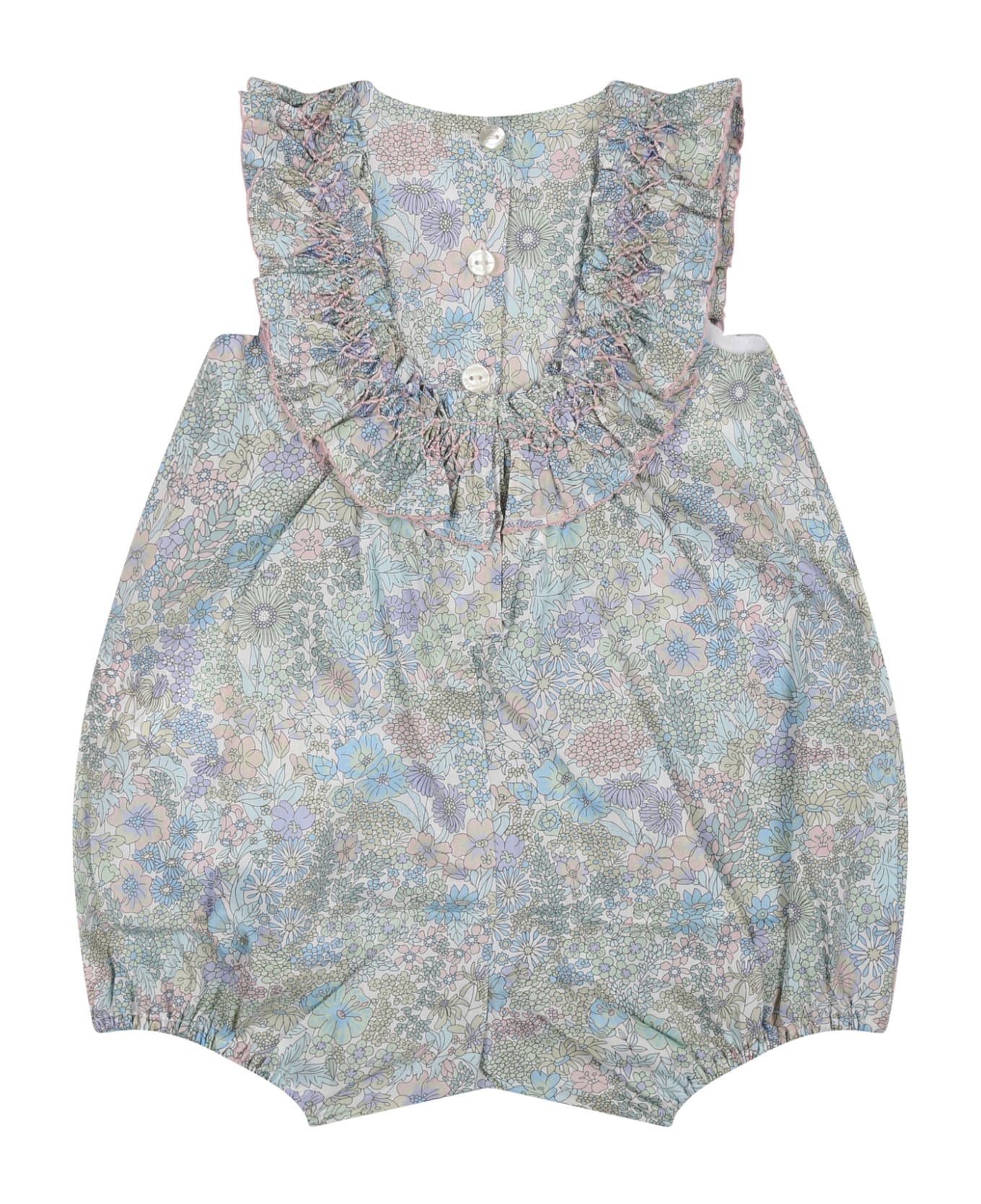 Tartine et Chocolat Light Blue Romper For Baby Girl With Floral Print - Light Blue ボディスーツ＆セットアップ