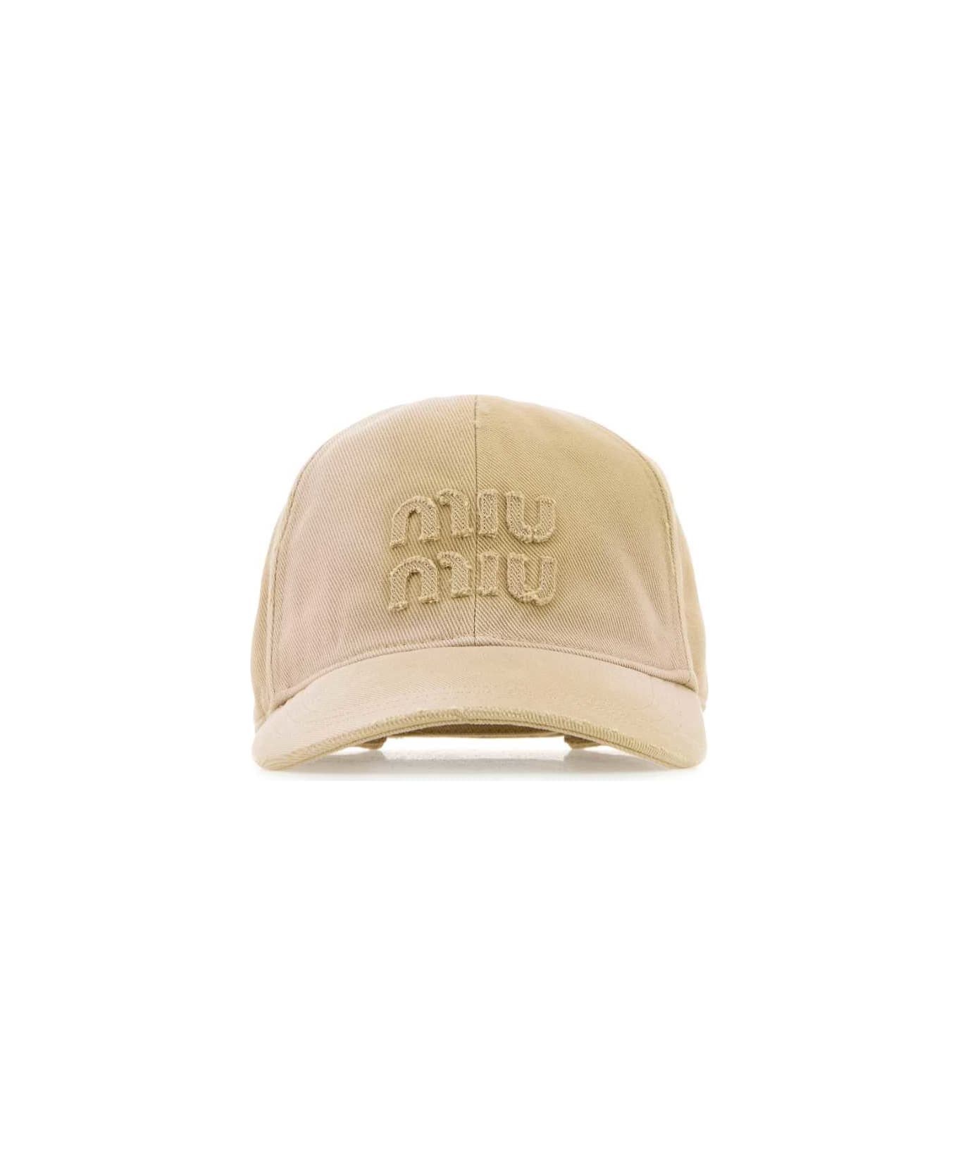 帽子 Ayumi Miu Miu Beige Denim Baseball Cap | italist