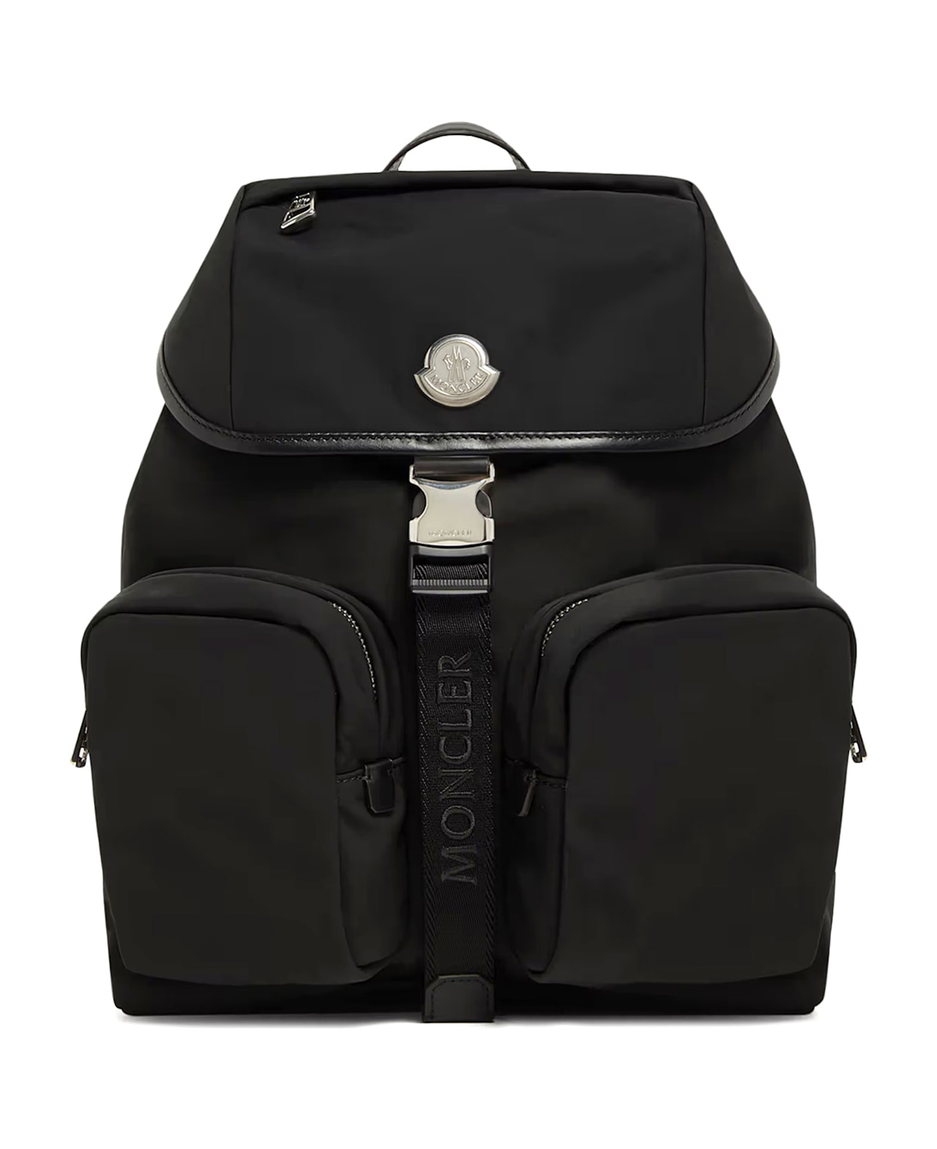 Moncler Nylon Backpack With Leather Inserts - Black