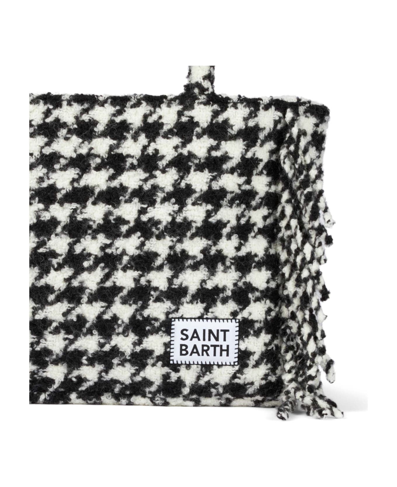 MC2 Saint Barth Vanity Blanket Shoulder Bag With Pied-de-poule Print - BLACK