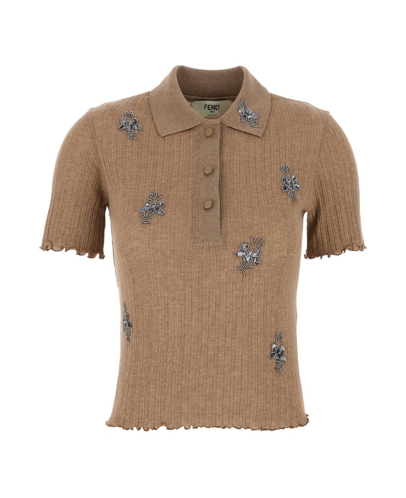 Fendi Biscuit Cotton Polo Shirt - BARLEY-25