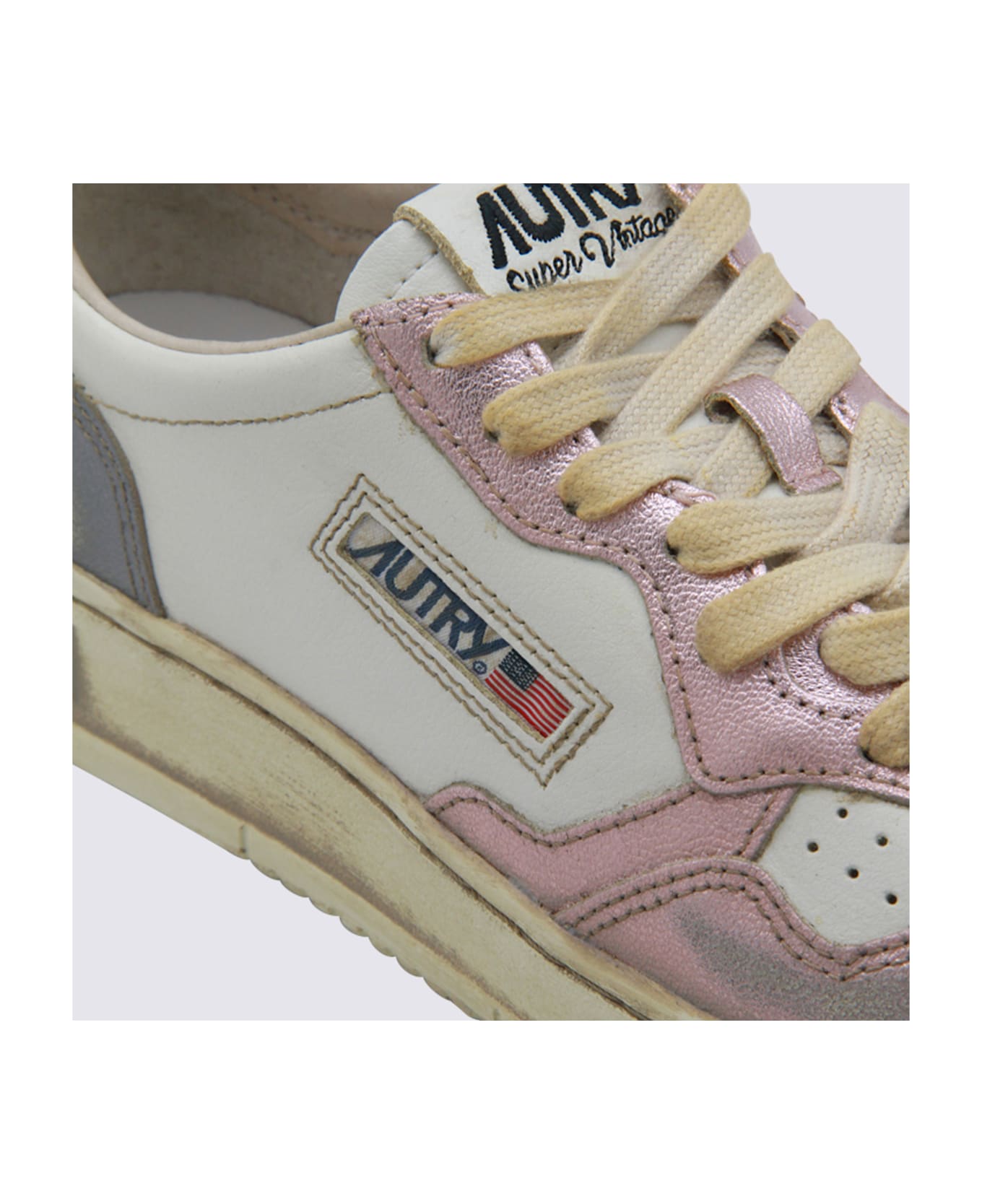 Autry White And Grey Sup Vint Low Metal Sneakers - White