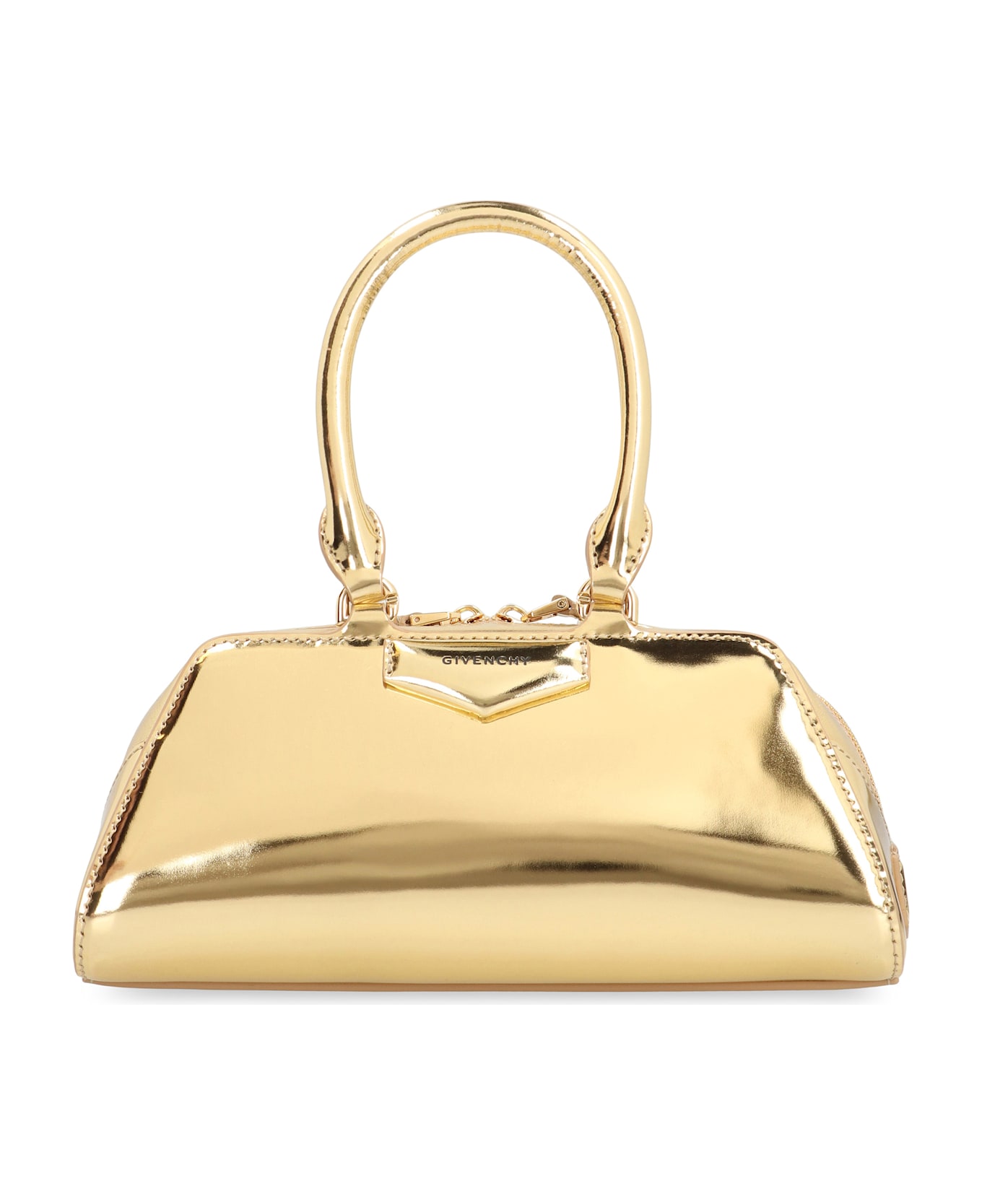 Givenchy Antigona East-west Mini Bag In Laminated Leather - Golden
