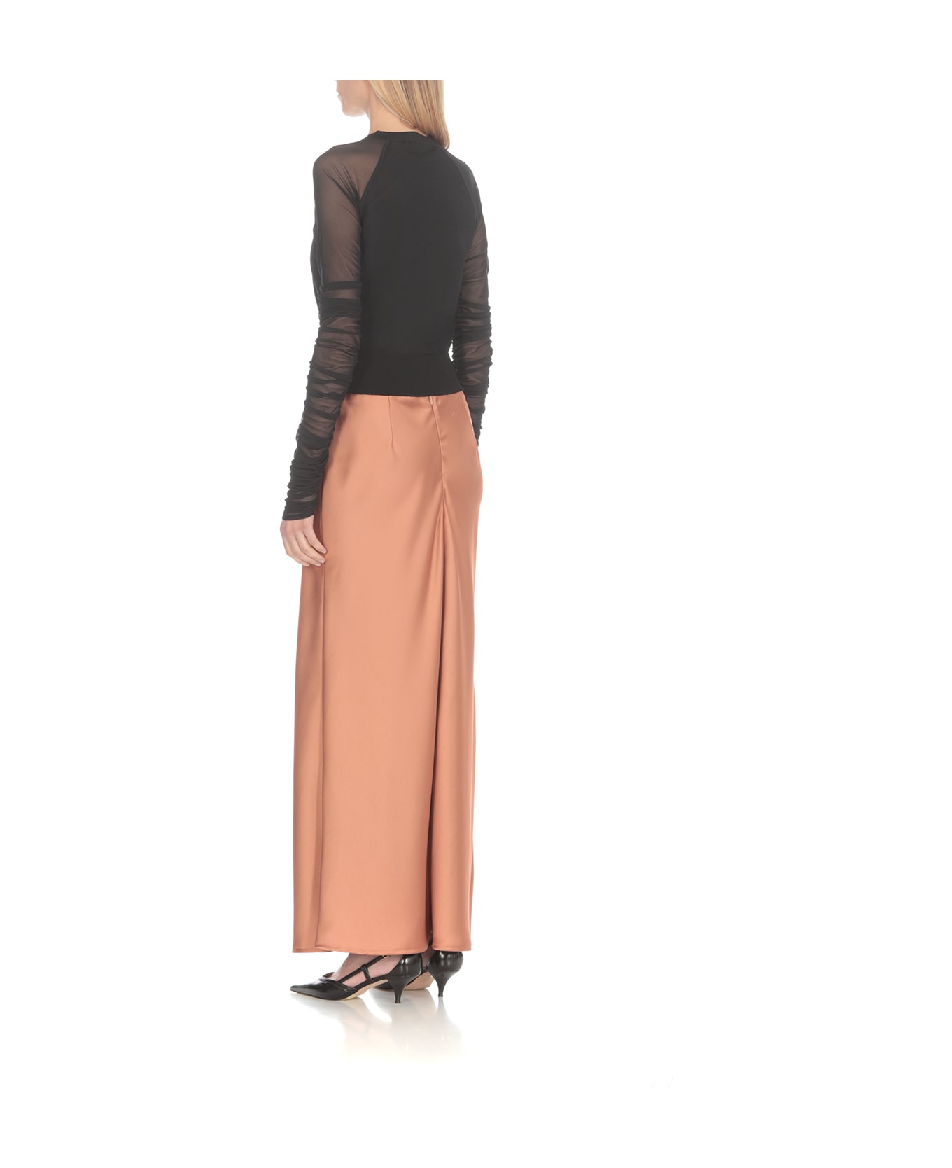 Pinko Elegant Skirt In Satin - Brown