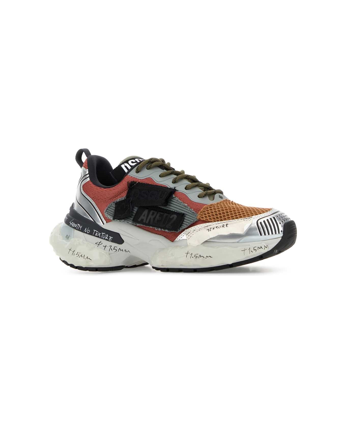 Dsquared2 Multicolor Fabric Sneakers - SILVER