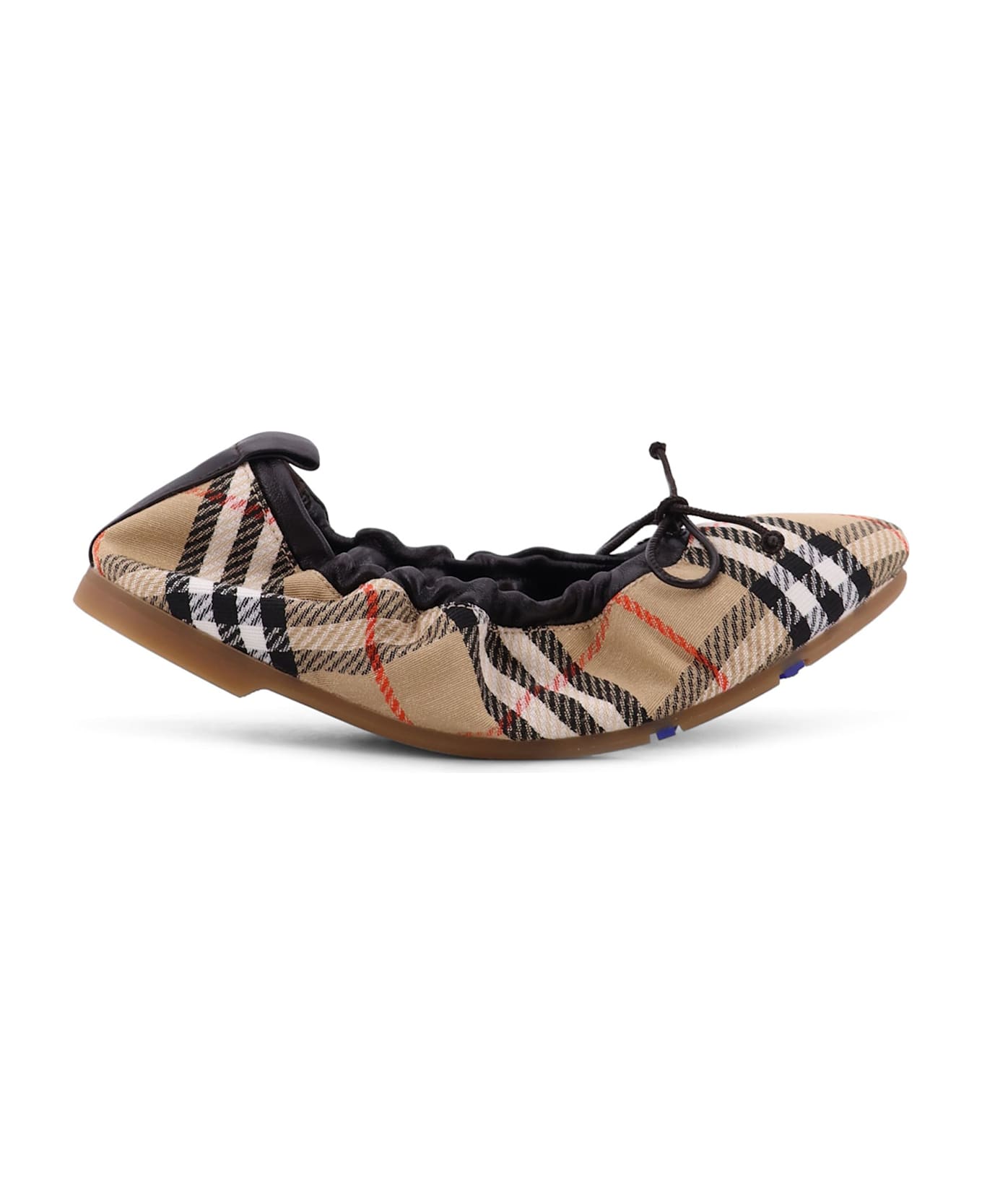 Burberry Fawn Ballerinas With Traditional Check Motif - SAND IP CHECK