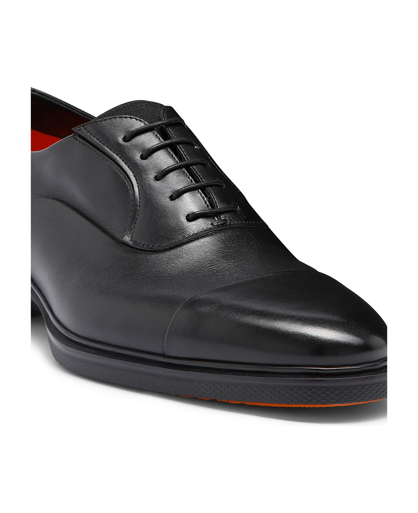 Santoni Leather Oxford With Rubber Sole - NERO