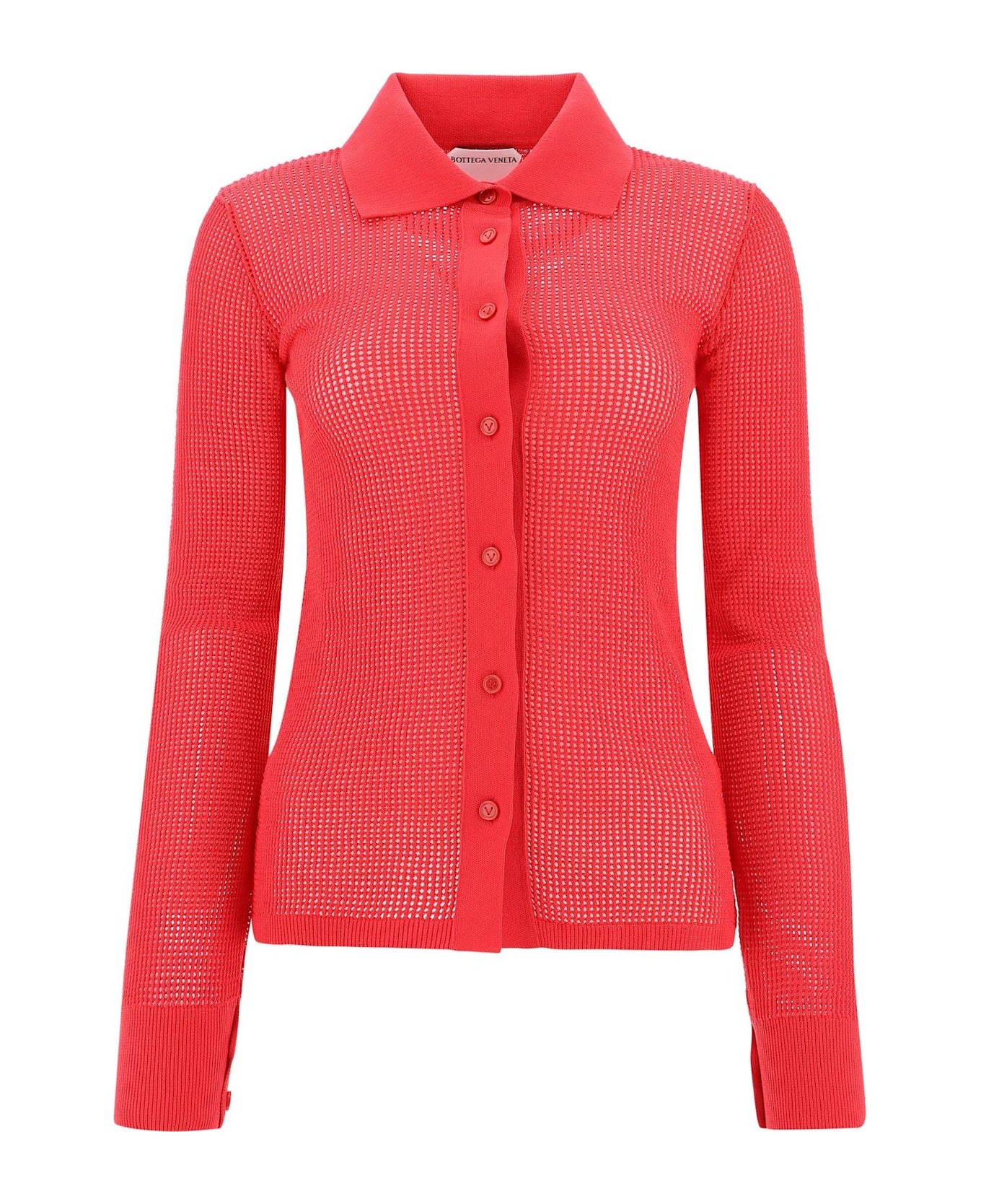 Bottega Veneta Mesh Buttoned Cardigan - RED