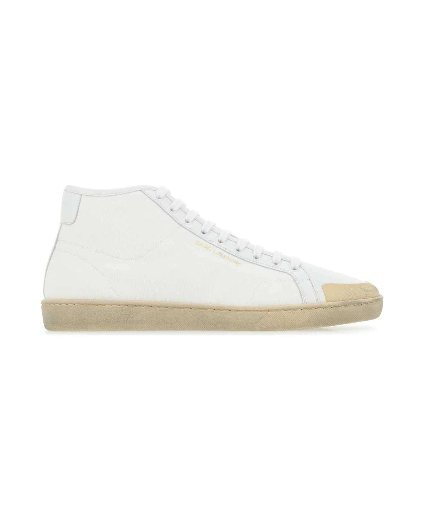 Saint Laurent White Canvas And Leather Court Classic Sl/39 Sneakers - 9026 スニーカー
