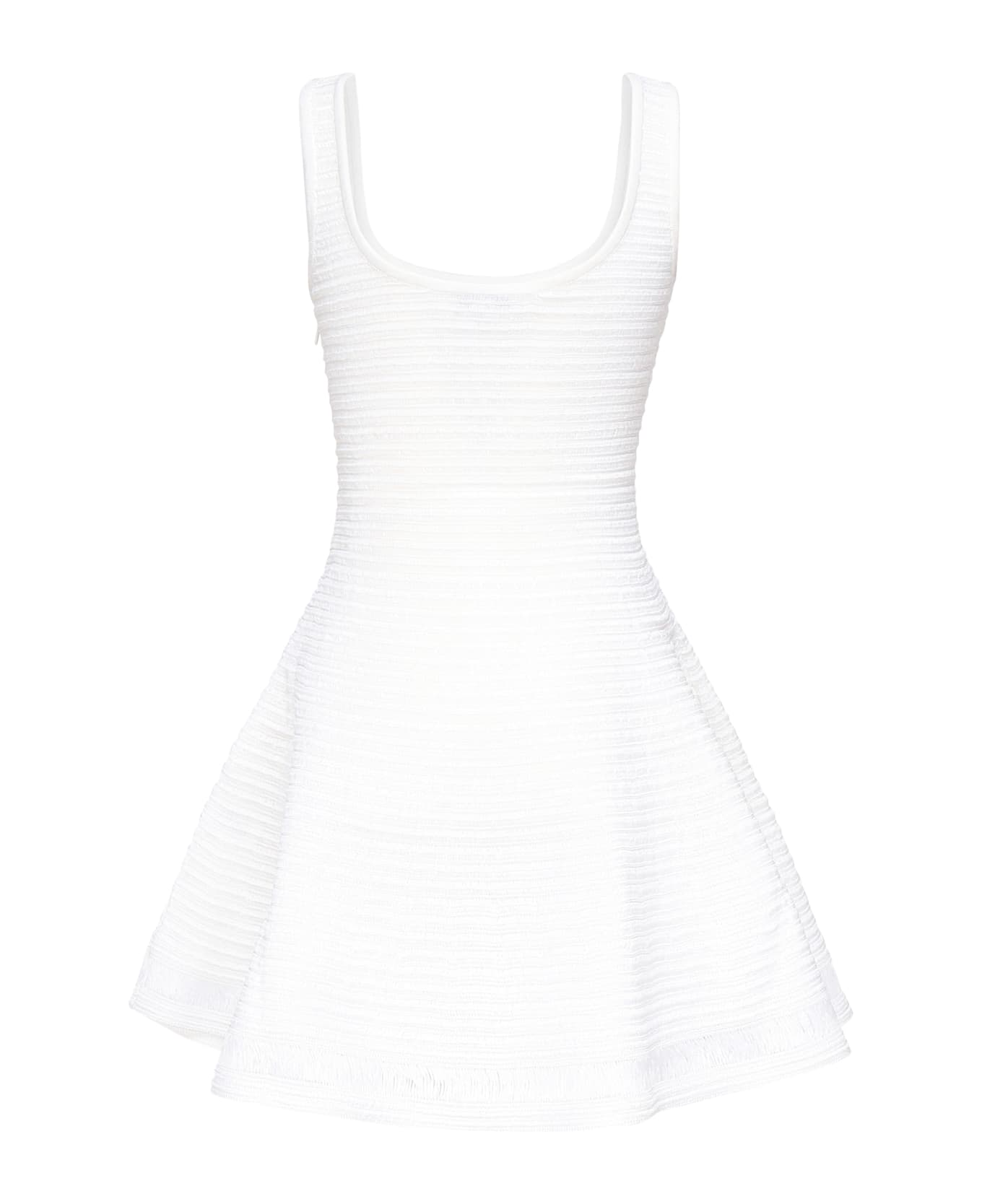 Alaia Raffia Skater Dress - White