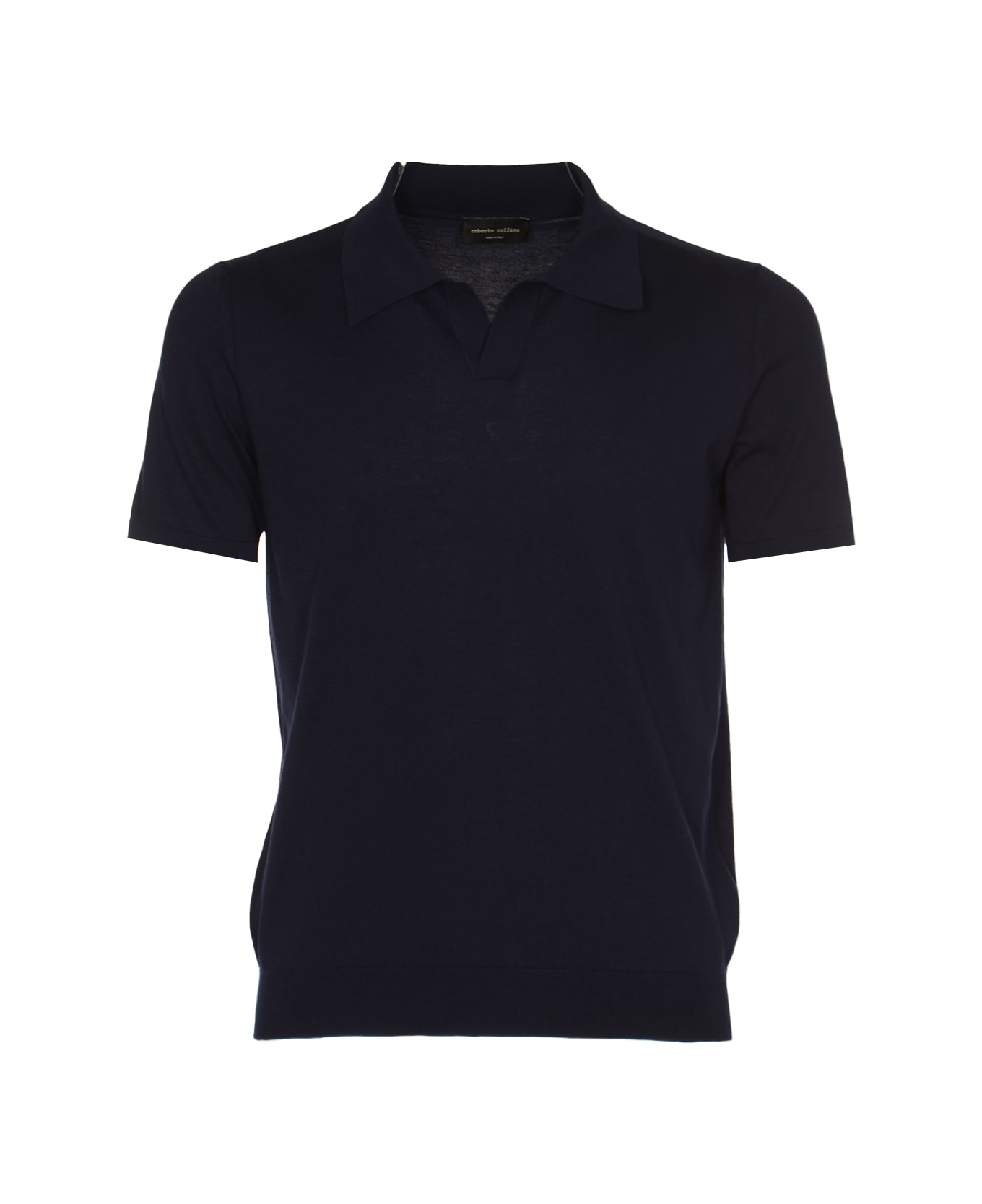 Roberto Collina Plain Ribbed Polo Shirt - Navy