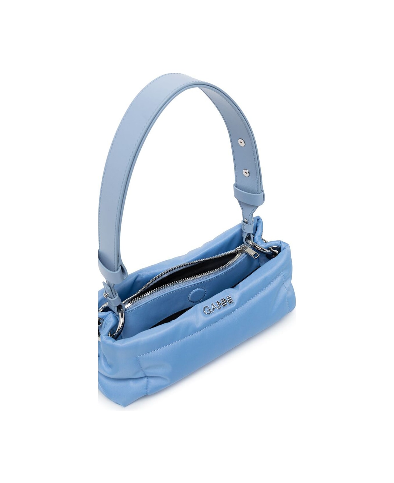 Ganni Pillow Baguette Recycled Light Blue Nylon Shoulder Bag