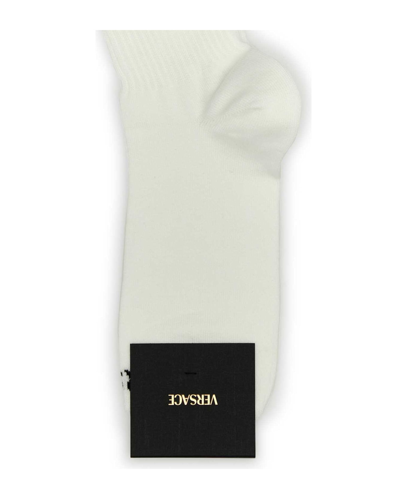 Versace White Stretch Cotton Blend Socks - WHITEBLACK