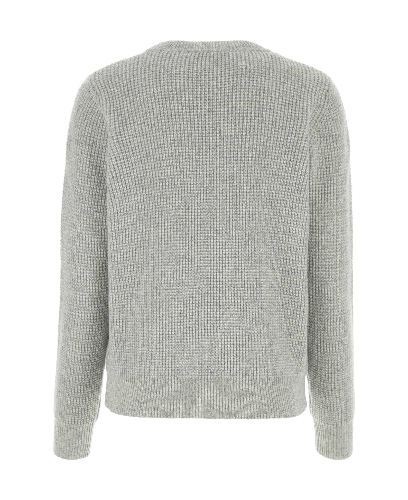 Maison Kitsuné Light Grey Wool Sweater - LIGHT GREY MELANGE